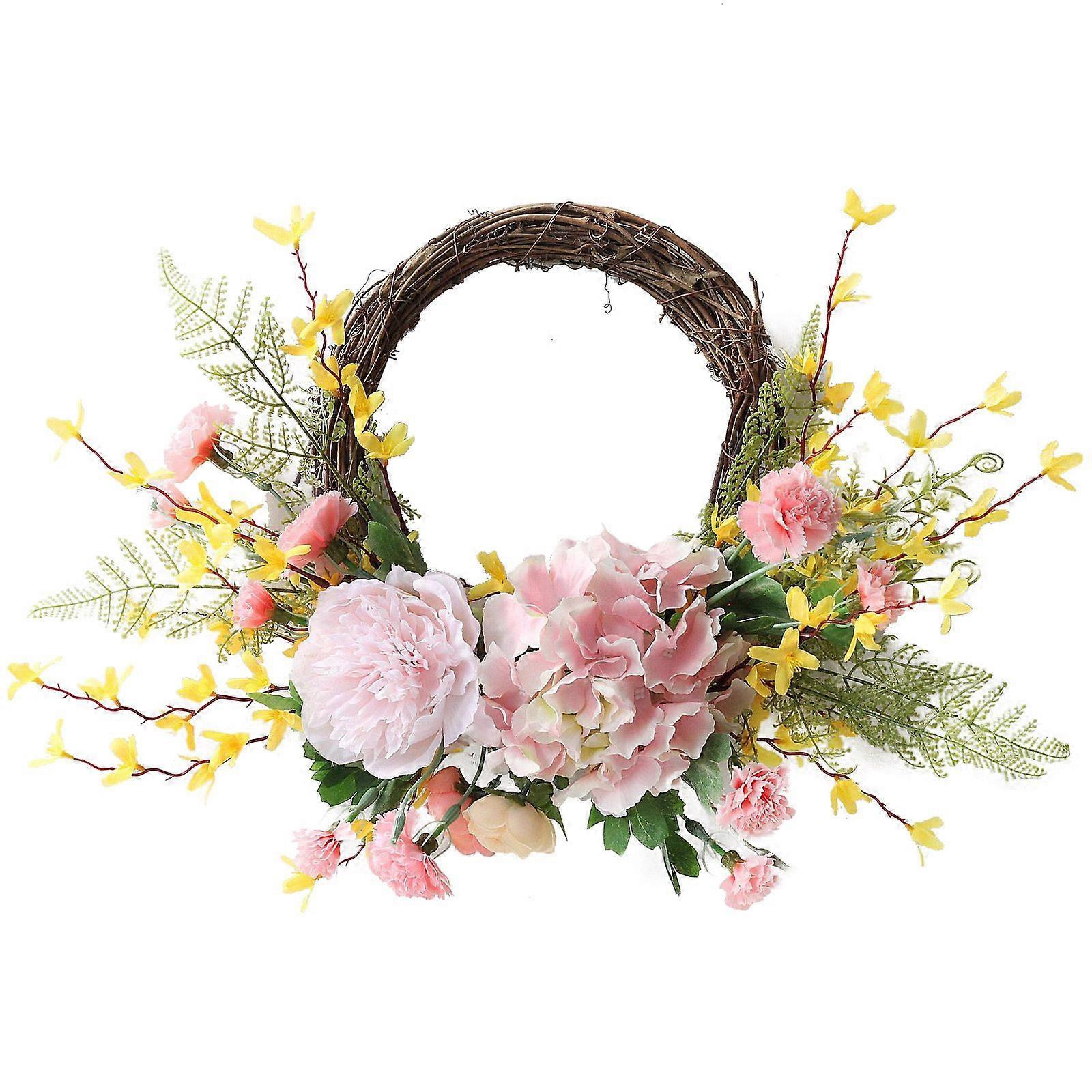 Artificial Spring Summer Wreath with Grapevine for Front Door