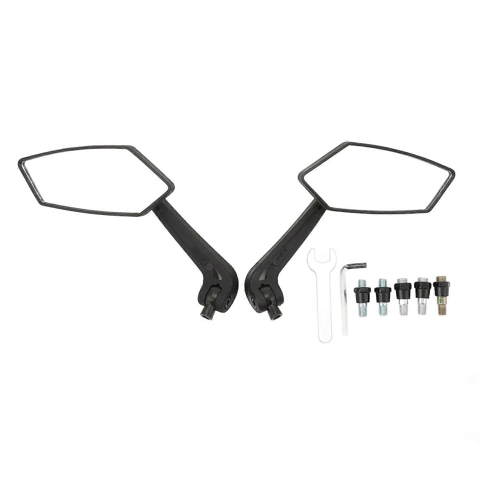 1 Pair Motorcycle Rear View 360 Degree Adjustable Clear Vision Handlebar Side Mirror with M8 M10 Threaded Screw for Cycle ATV Scooter