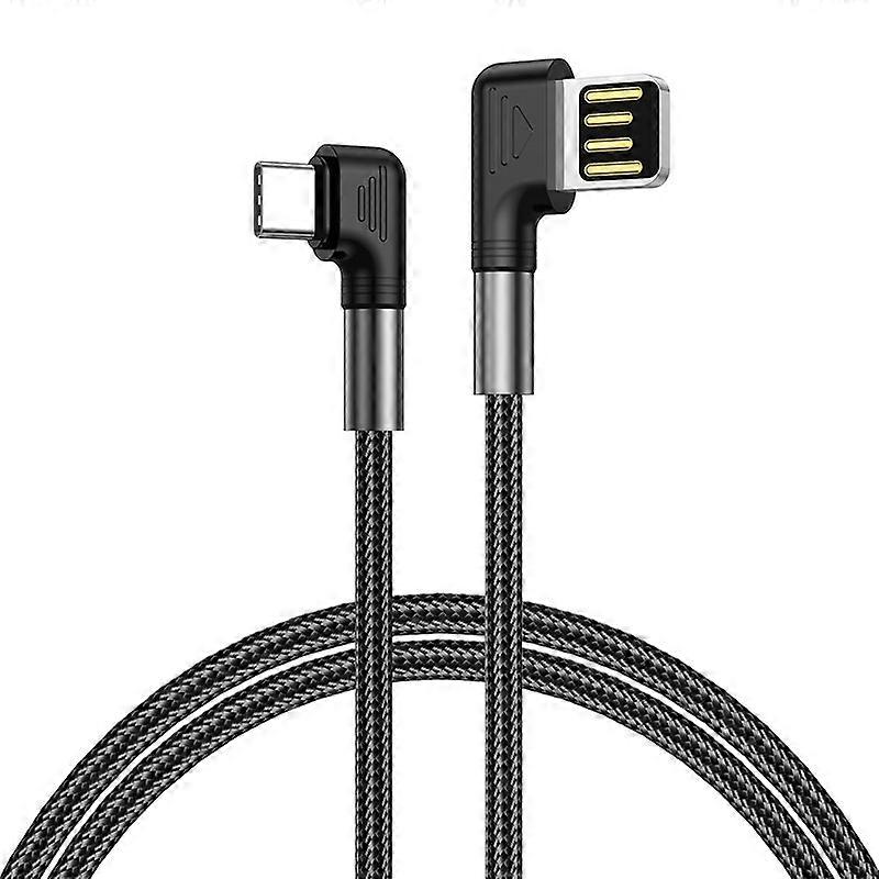3m Fast Charging Cable Nylon Braided Dual Angled USB to Type-C 3A Data Transfer Cord