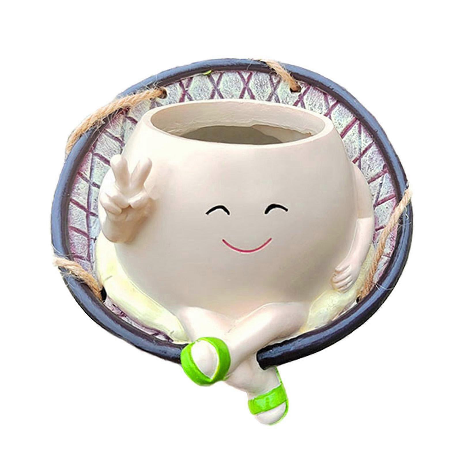 ハンギングプランタースモールハンギング植木鉢オーガナイザー漫画スマイルフェイスフラワーポット