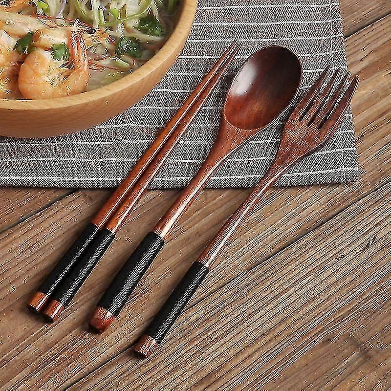 箸食器木製カトラリーセットスプーンフォーク付き環境にやさしい旅行ポータブルキッチンアクセサリー食器