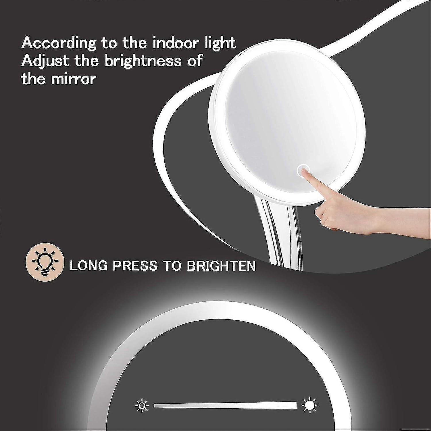 10x Magnifying Lighted Makeup Mirror With Detachable Light Up Mirror And Touch Screen Dimming