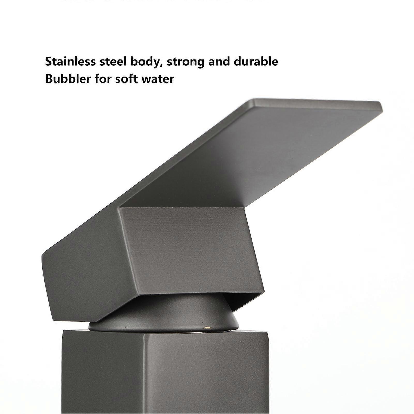 G1/2in Thread Stainless Steel Matte Basin Faucet Square 19x10.5cm