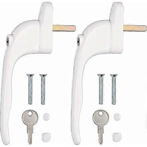 2025 Latest Model  2pcs White Aluminum Key Window ndles Lockable Window Security