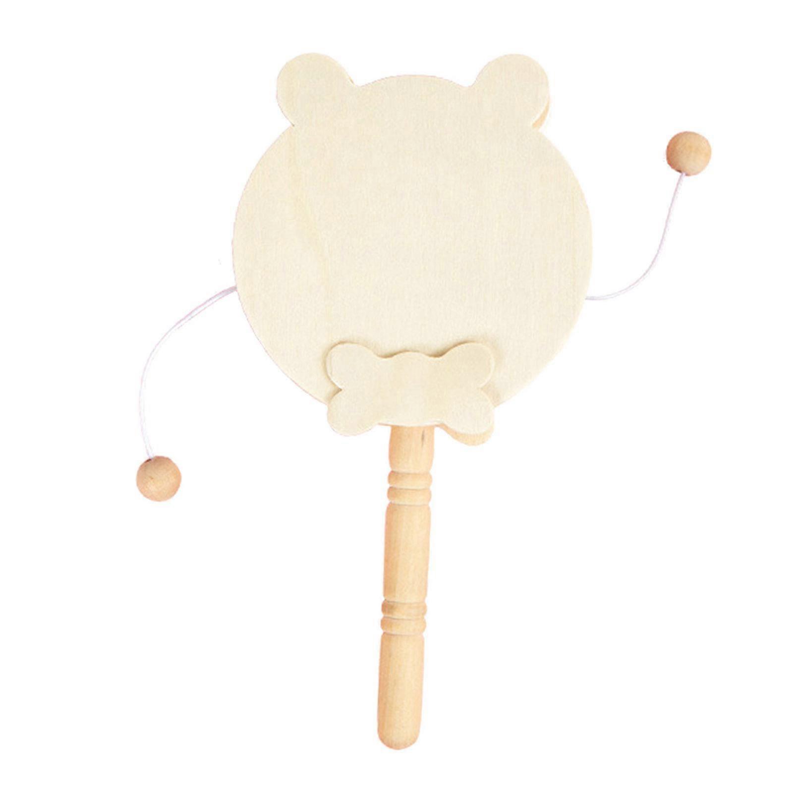 Wooden Rattle Toy Unfinished Natural Color Handmade Unpainted craft DIY