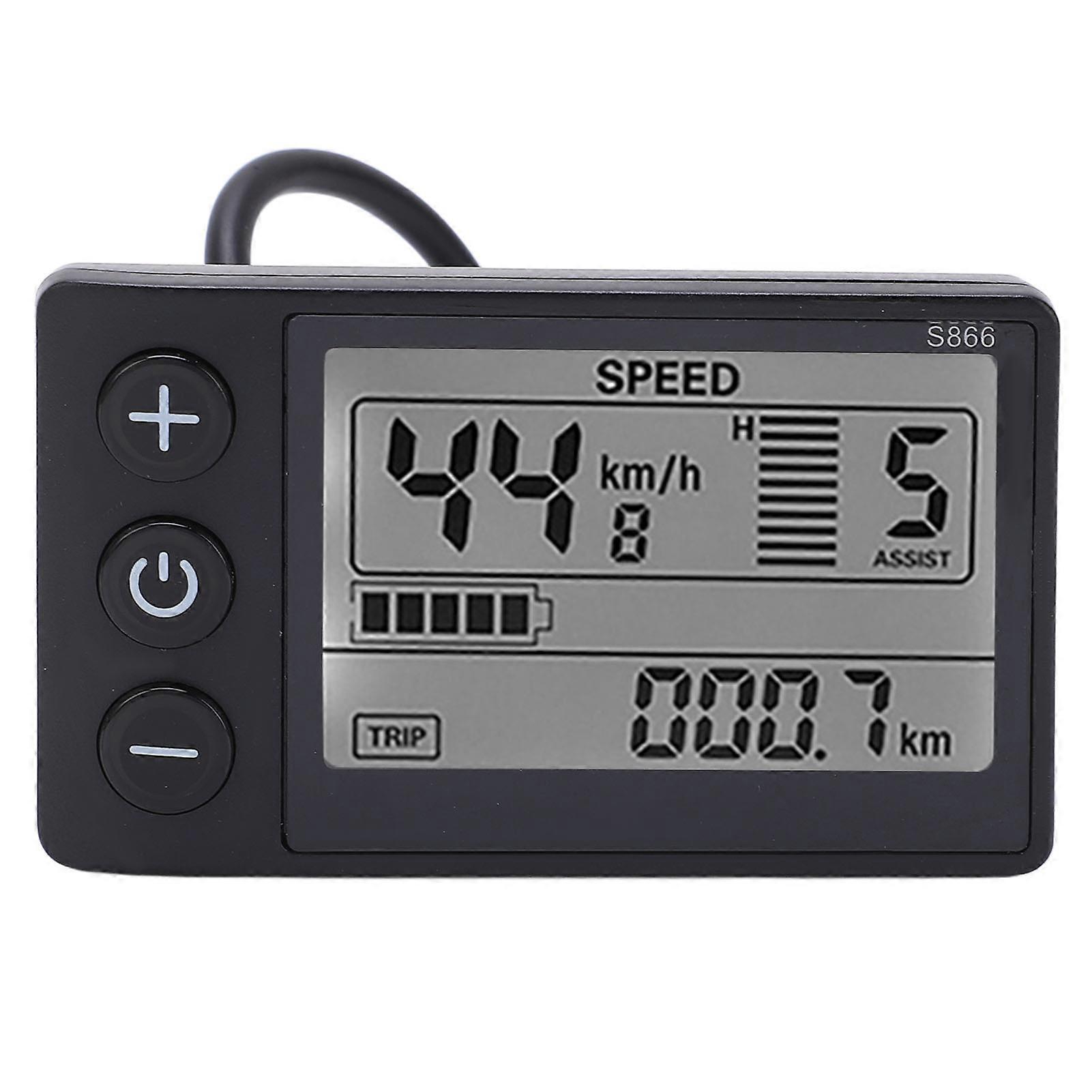 Electric Cycle S866 LCD Display Meter 24V 36V 48V Control Panel with Water Resistant Plug