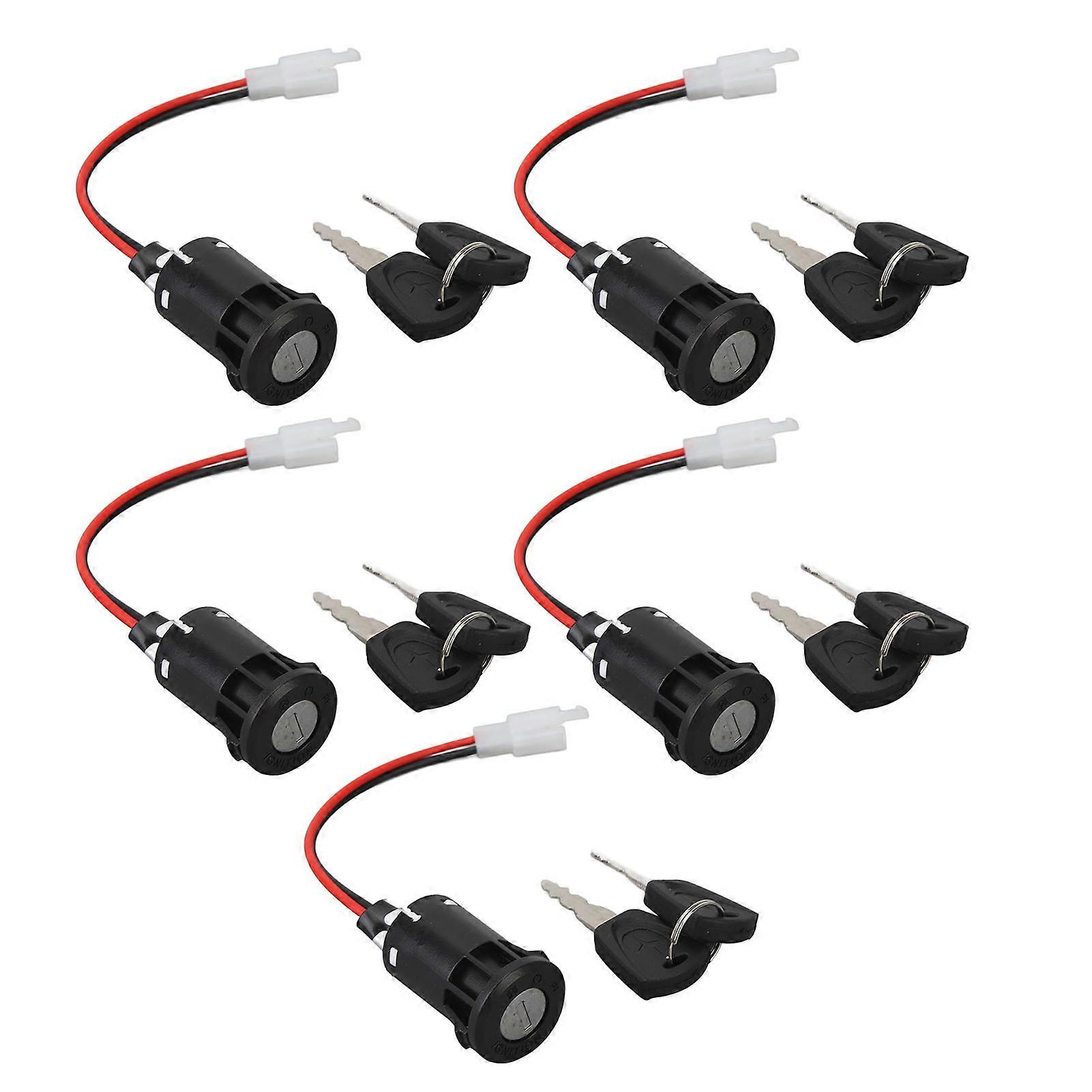 5PCS Motorcycle Ignition Switch with 10PCS Keys Short Wire Engine Ignition Starter Switch Key Set for Bikes Scooters Karts ATV