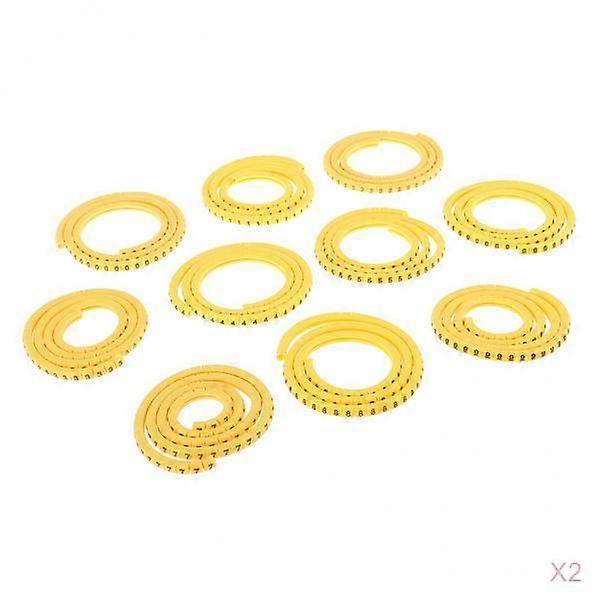 2000x PVC Yellow Cable Labels Tag Management Number 0~9 0.75mm²