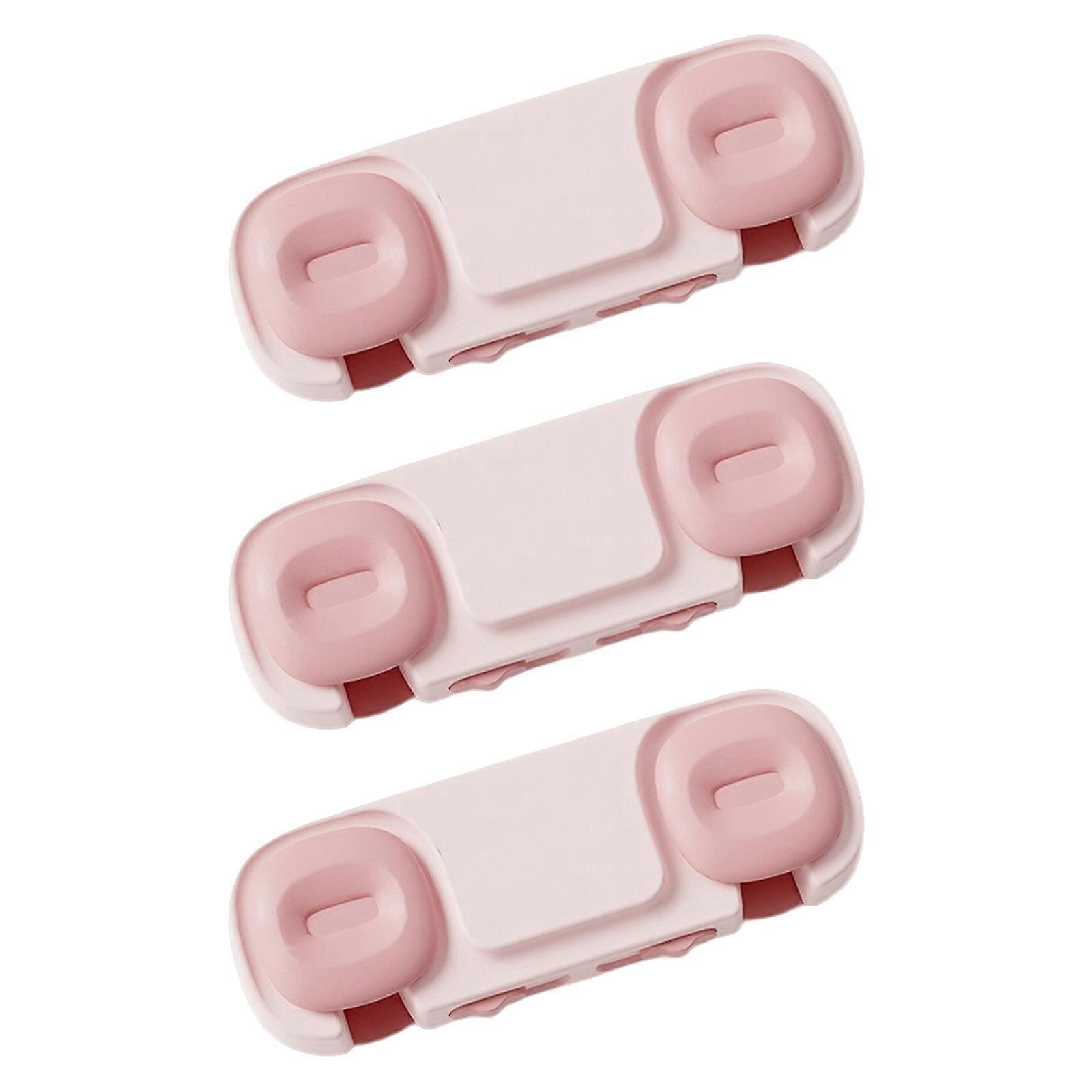 Pack of 3 Child Safety Locks for Cabinets Drawers & Appliances Lock with Strong Adhesive Backing Easy Installation Pink