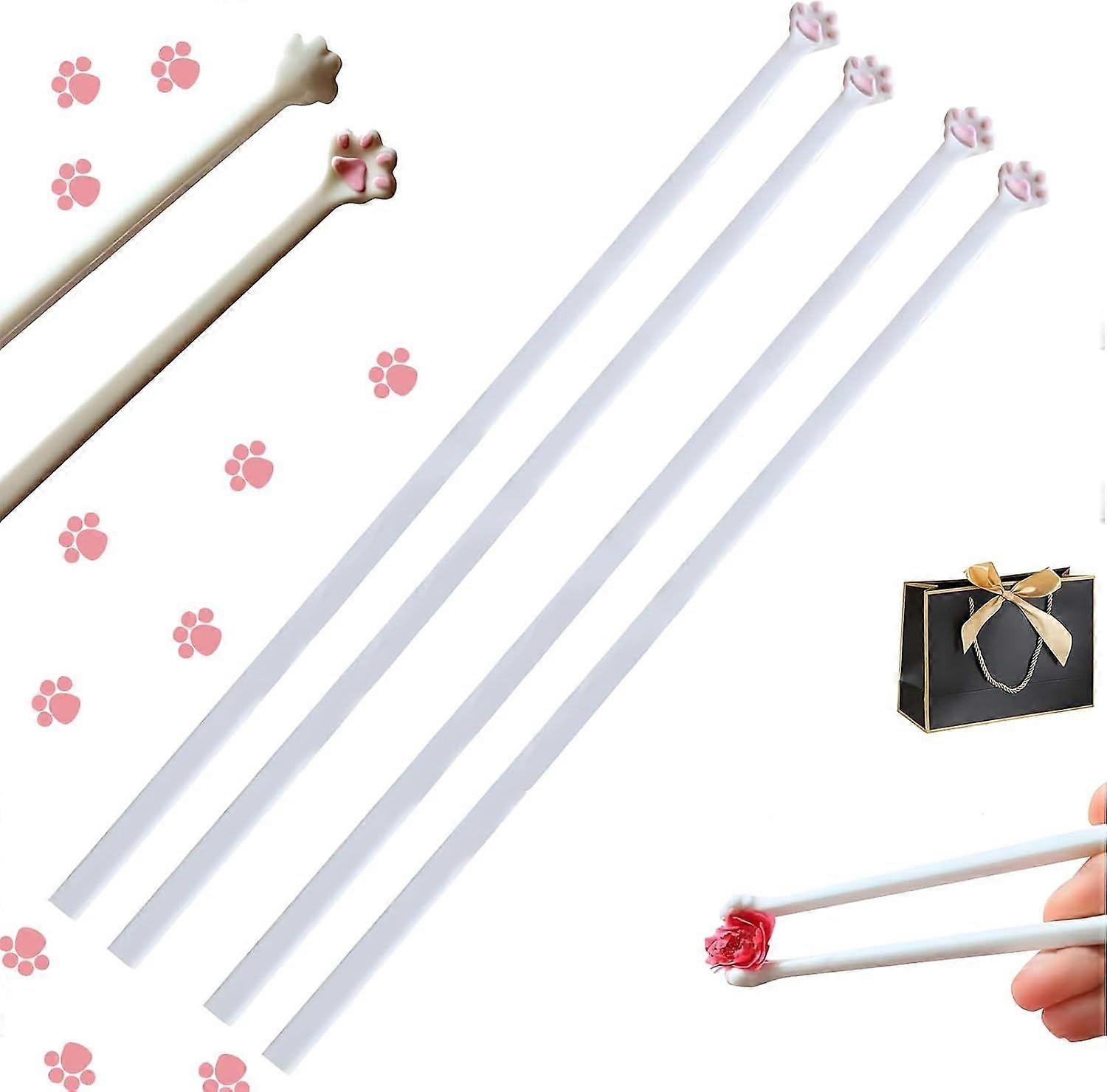 2Pair Cat Paw Chopsticks, Unique Pink Paw Prints Chopsticks, Cat Paw Prints Reusable Non-Slip Chopstick, Durable Cat Claw Design, for Cat Lovers, Kids
