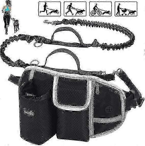 Hands-free Dog Strap, Shock-absorbing, Comfortable, Reflective Stitching, Suitable For Running, Jogging And Walking In Black