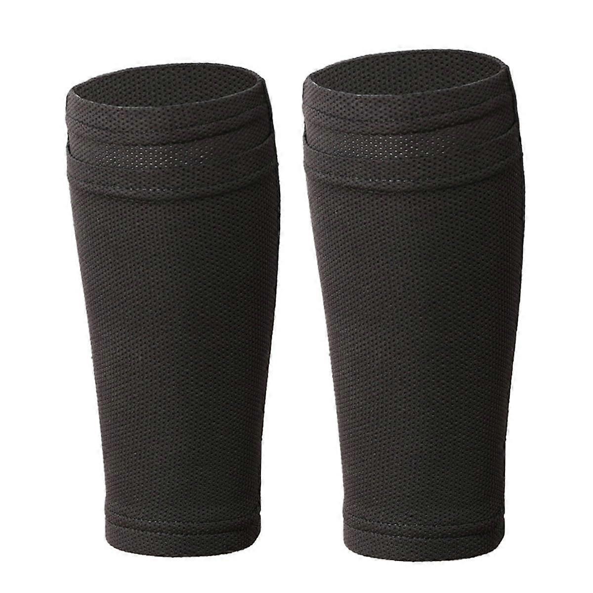 Socks Tube One Pair Black Shin Pad Sleeves For Children And Men With Optimised Pocket - Football Shin Guard Sleeves