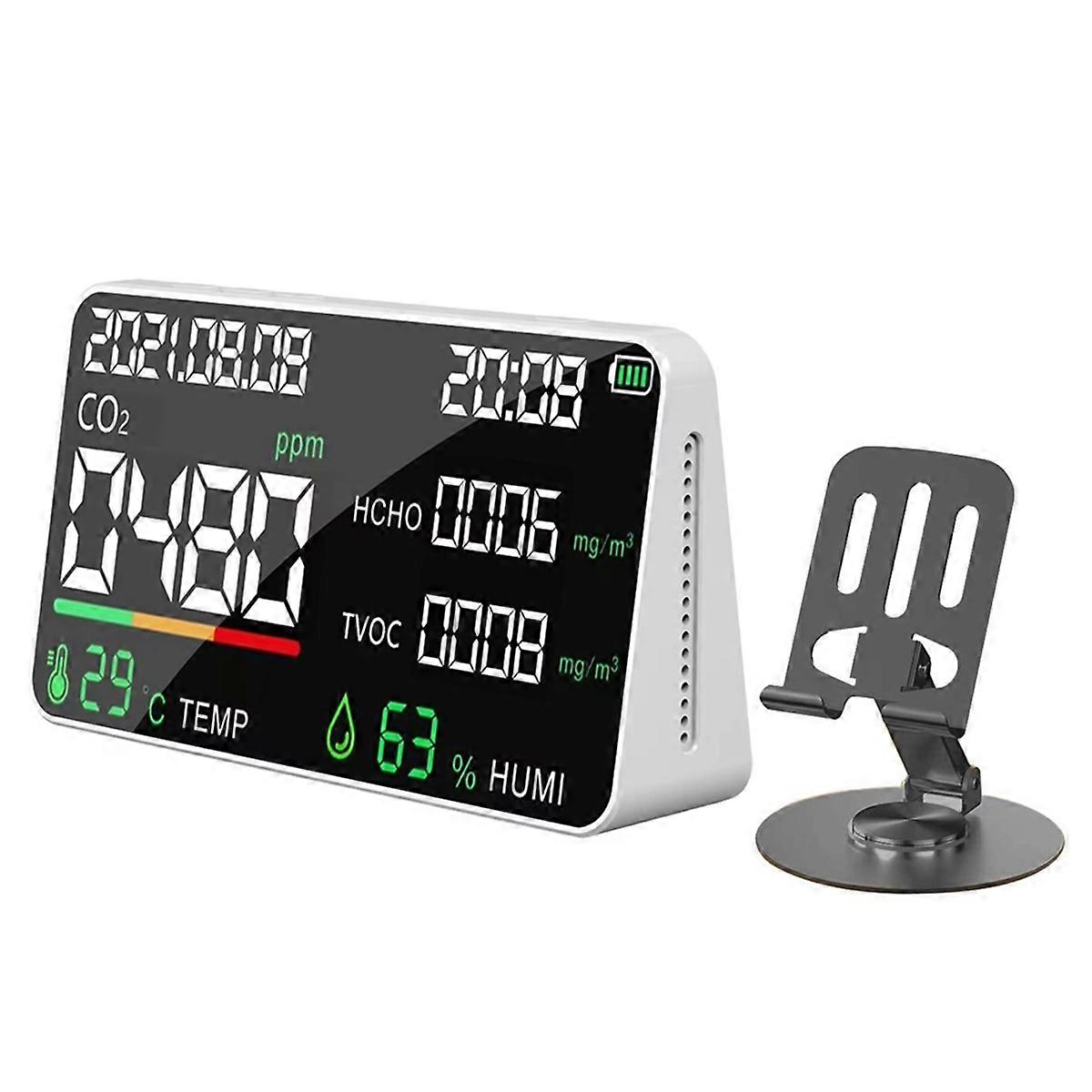 Air Quality Monitor CO2 HCHO TVOC Tester USB Rechargeable Room Temperature Humidity Meter Gas Analy