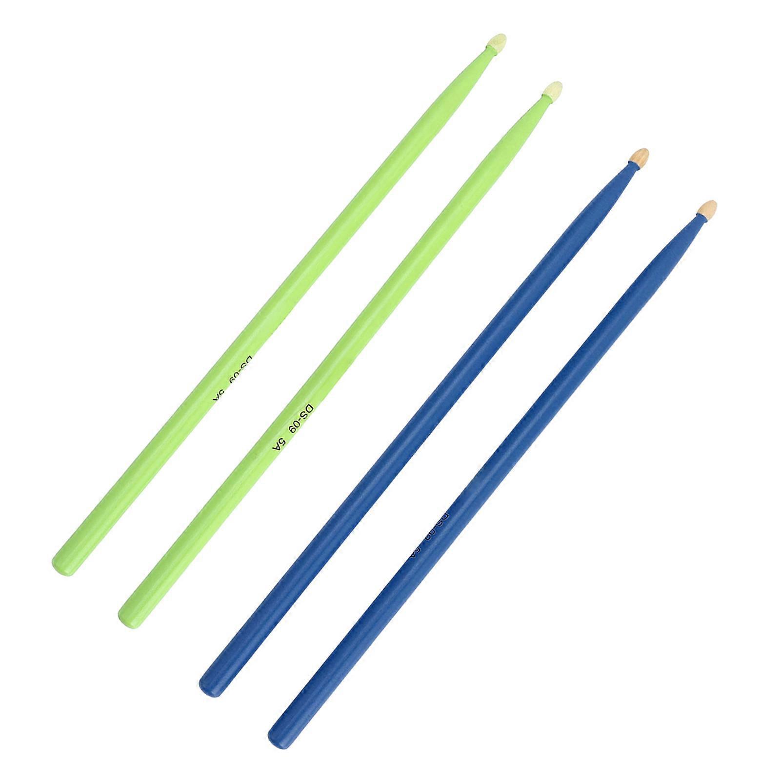 2 ζεύγη 5A Drum Sticks Ξύλο σφενδάμου Jazz Practice Drumstick αντικατάσταση κρουστών αξεσουάρ για ενήλικες Παιδιά Αρχάριοι 1 ζευγάρι σκούρο μπλε 1 ζευγάρι πράσινο