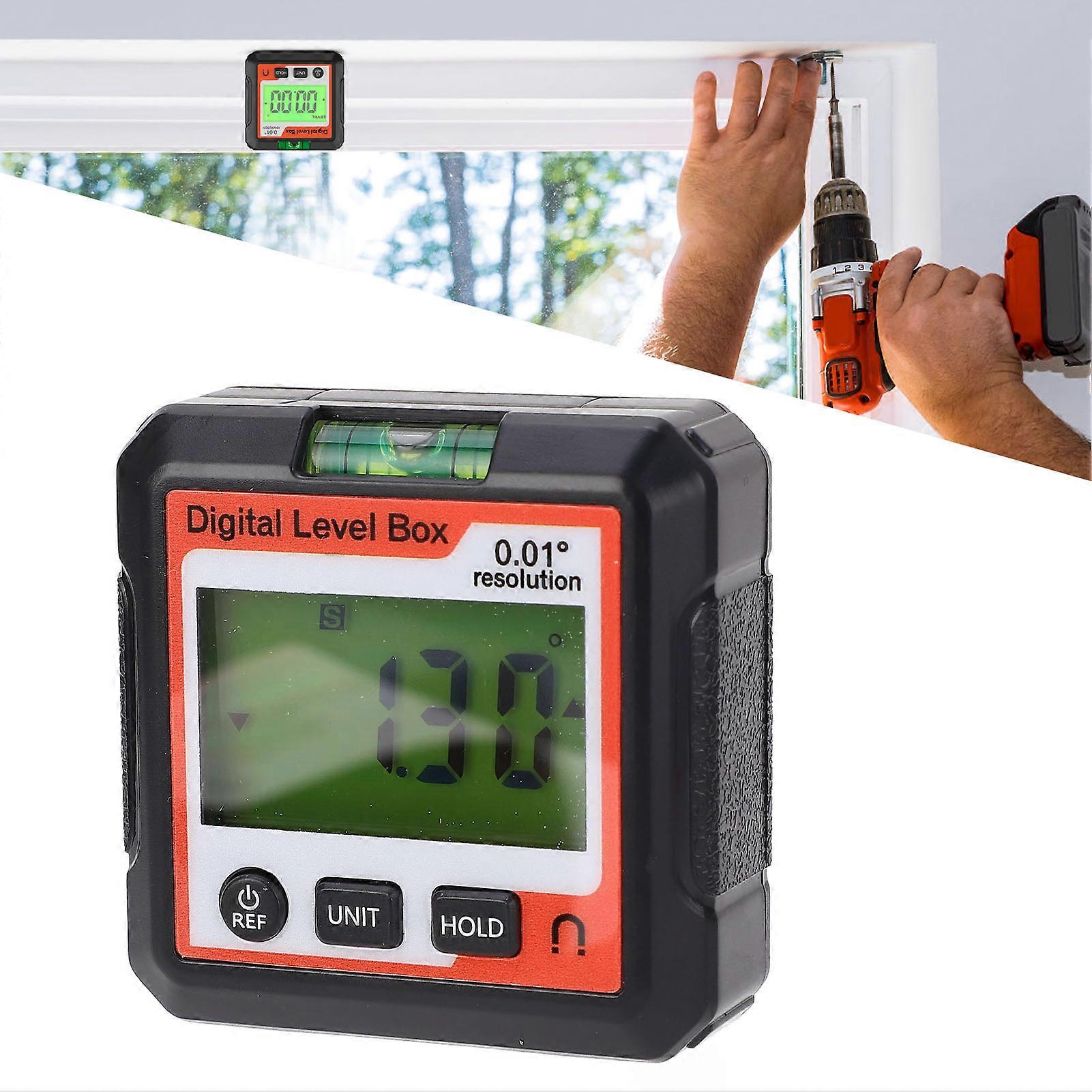 Medidor de ângulo digital com base magnética laranja e branco 