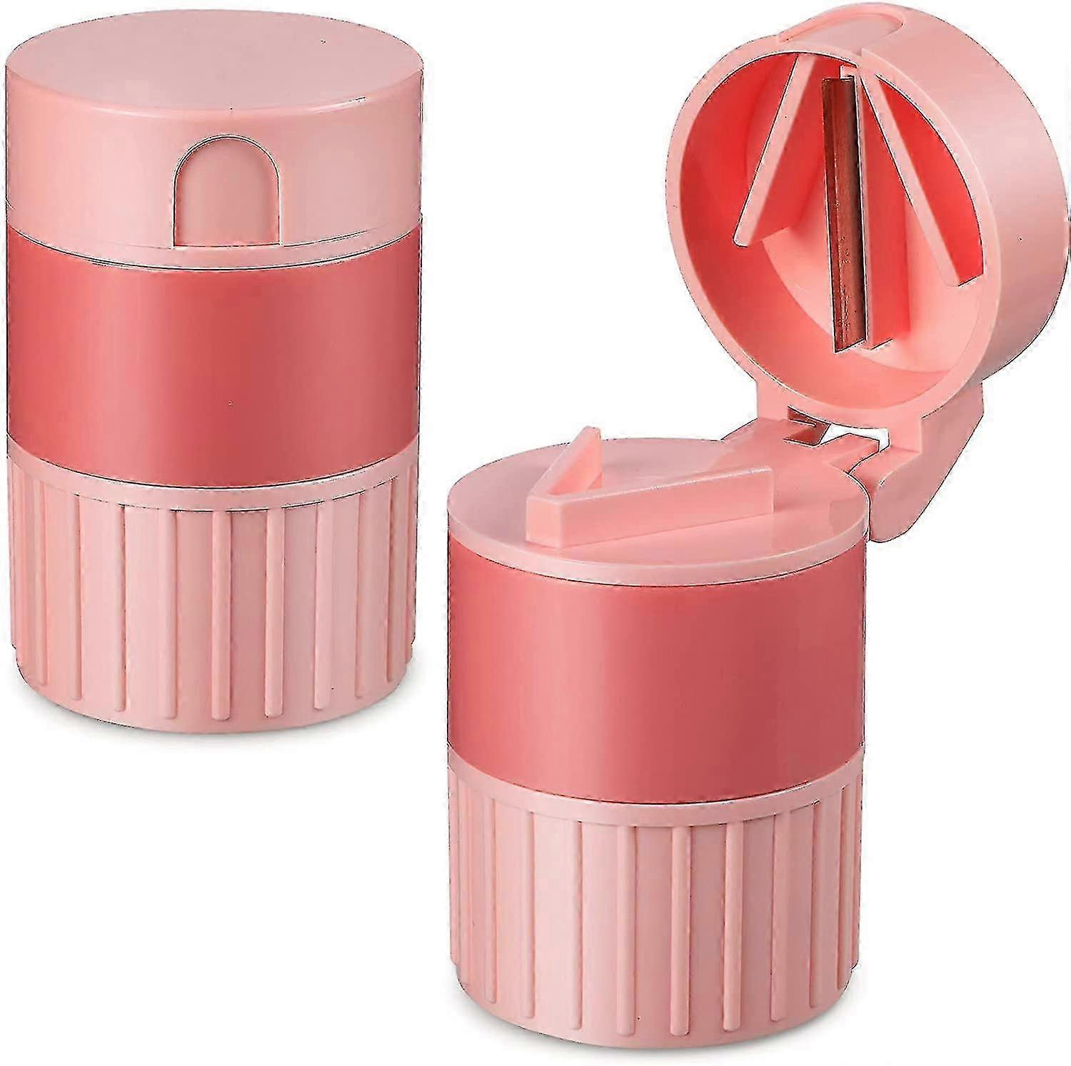 2 pezzi Mini tagliapillole e frantumatore portatile, 5,1 x 5,1 x 6,4 cm