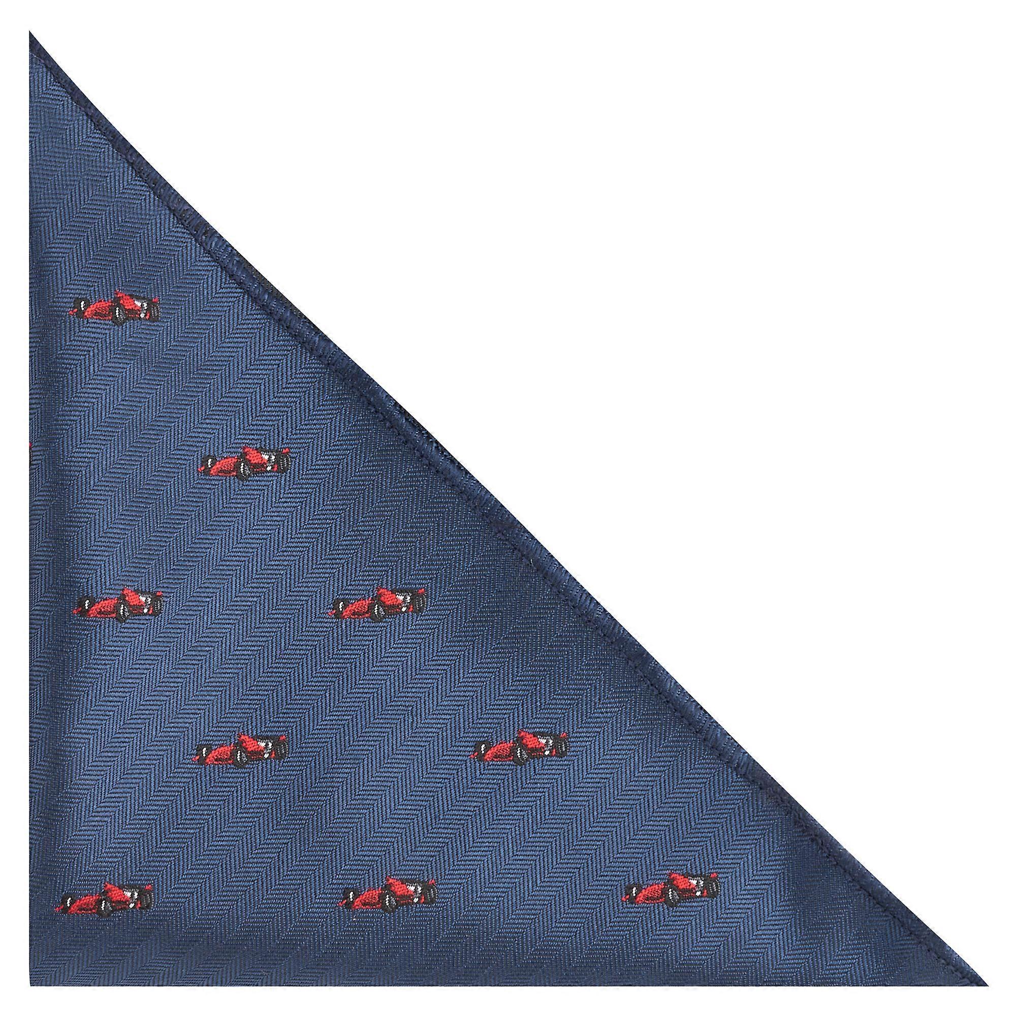 Navy Blue Formula 1 Car Herringbone Pocket Square