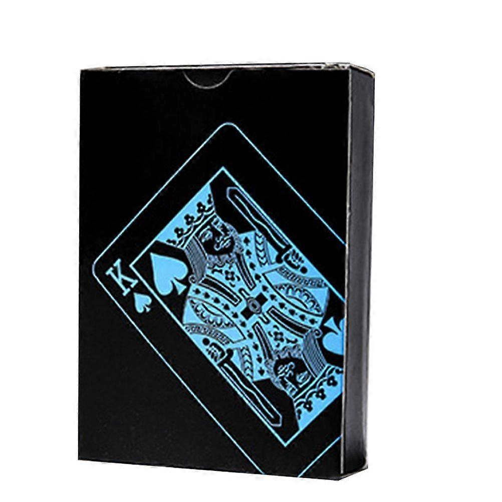 1 Set Waterproof PVC Playing Cards Set Creative Poker Reusable Playing Cards Tool with Paper Box (Blue)