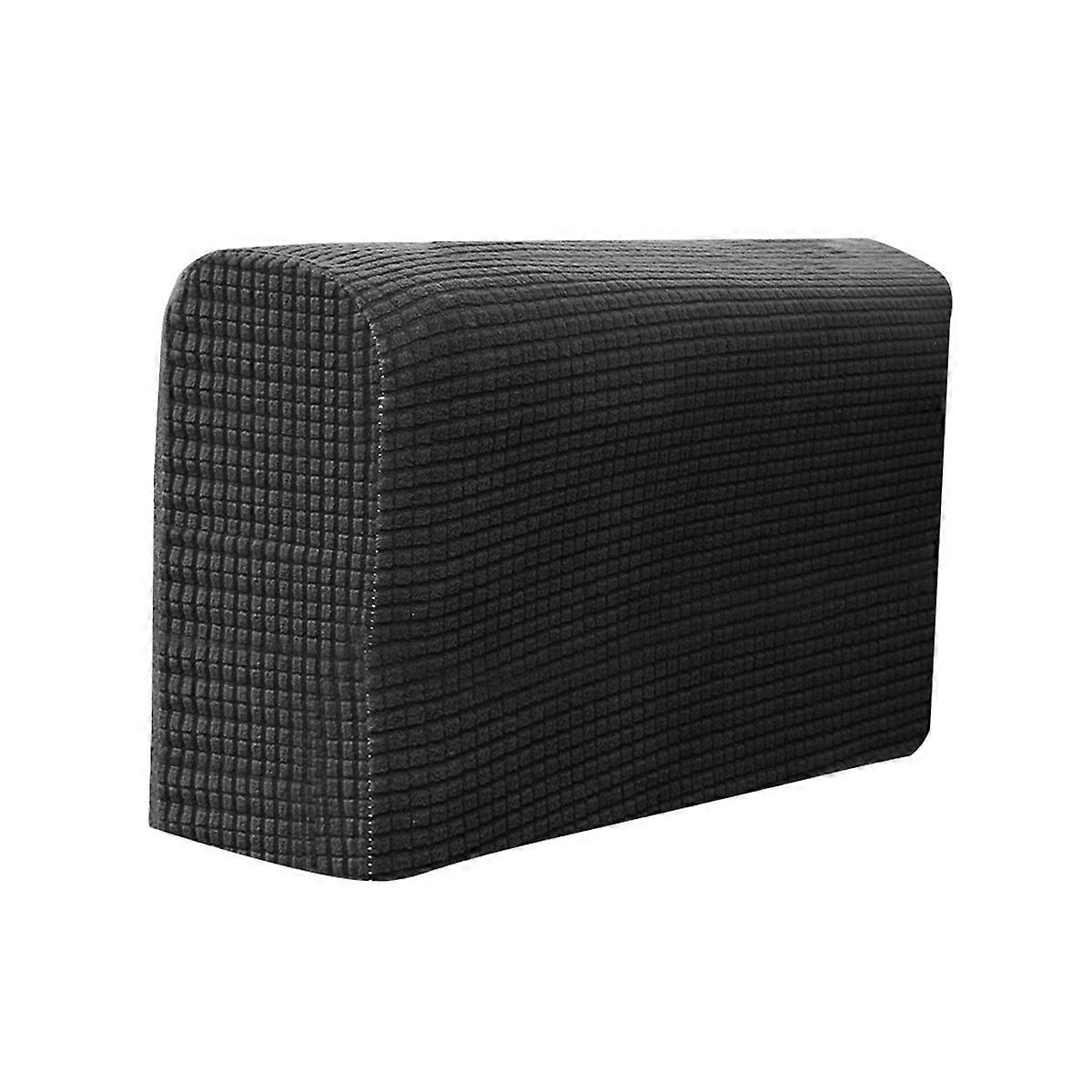 Elastic Sofa Armrest Covers 2pcs Comfortable Protective Cloth Skin Friendly Towel for Home Office Use Black
