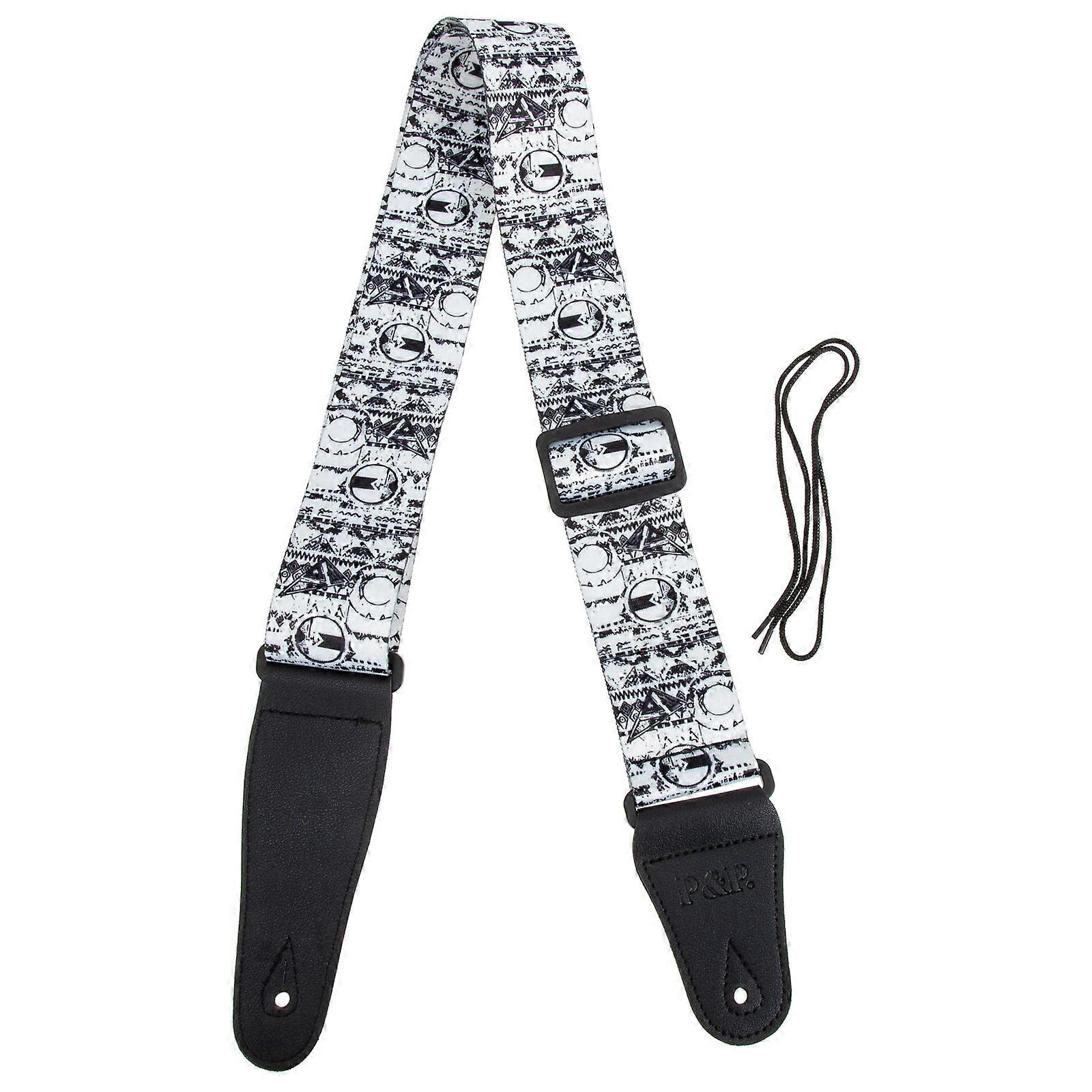 Guitar Adjustable Strap Advanced Materials Rigorous Manufacturing Technology Anti-Wear Load-Bearing 150x5cm White 1Pcs