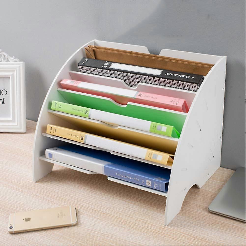 Desk File Organiser Wooden Desktop Storage Rack, Office File Rack, Makeup Organiser, Creative Data Storage Box