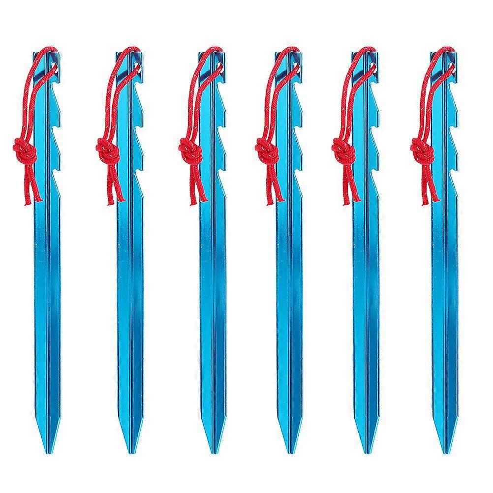 Blue Aluminum Alloy Tent Pegs for Outdoor Use Lightweight Easy to Carry 6 Pieces