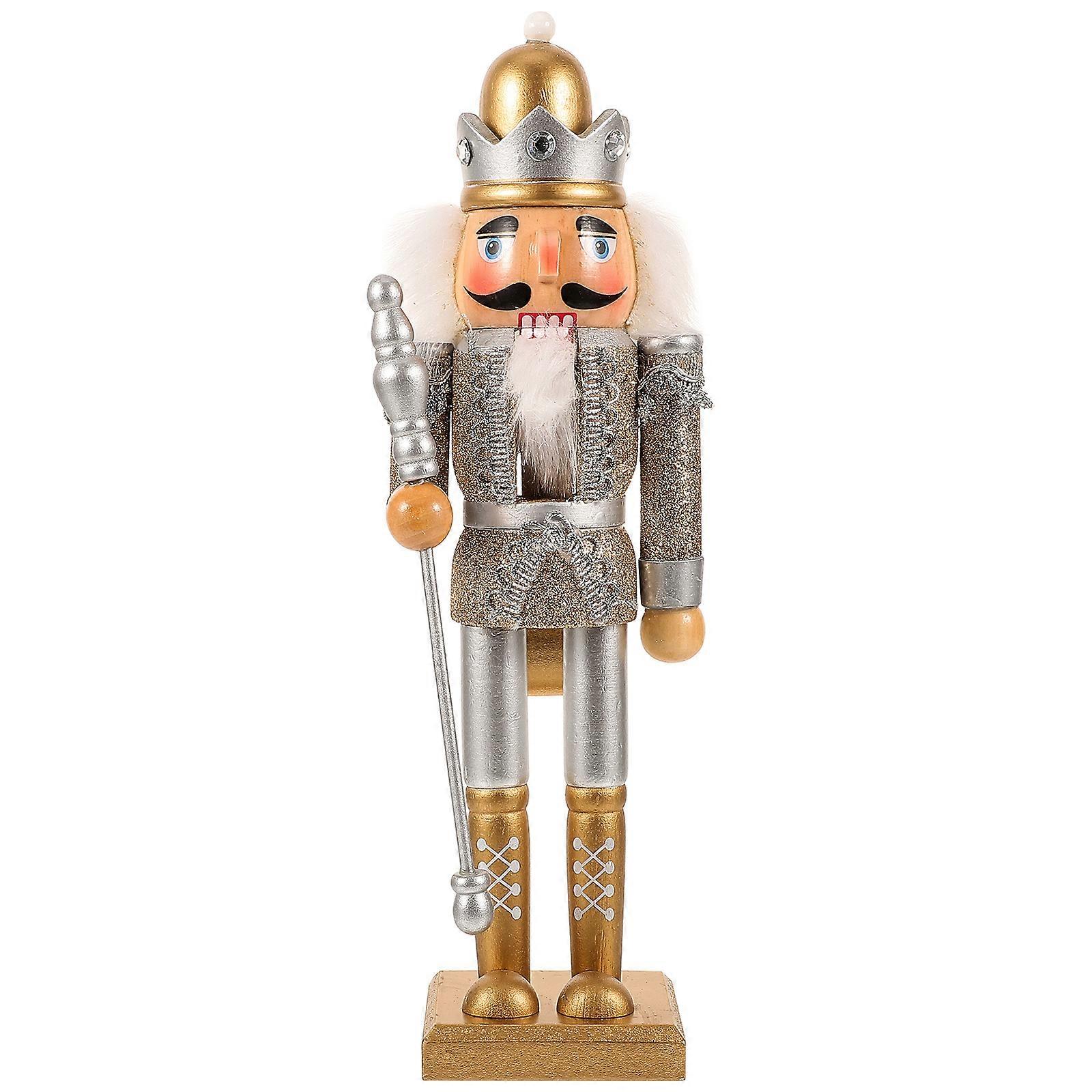 Desktop Nutcracker Decoration Nutcracker Puppet Figure Christmas Pink 30x10cm Drum Toy 1Pcs