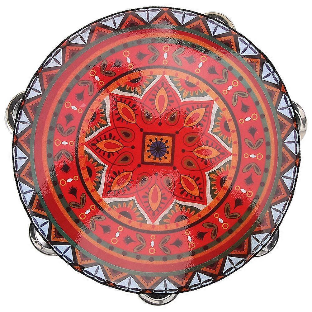 Childrens Tambourine Hand Drum Toy For Beginners Red 6 Inches Size 1Pcs
