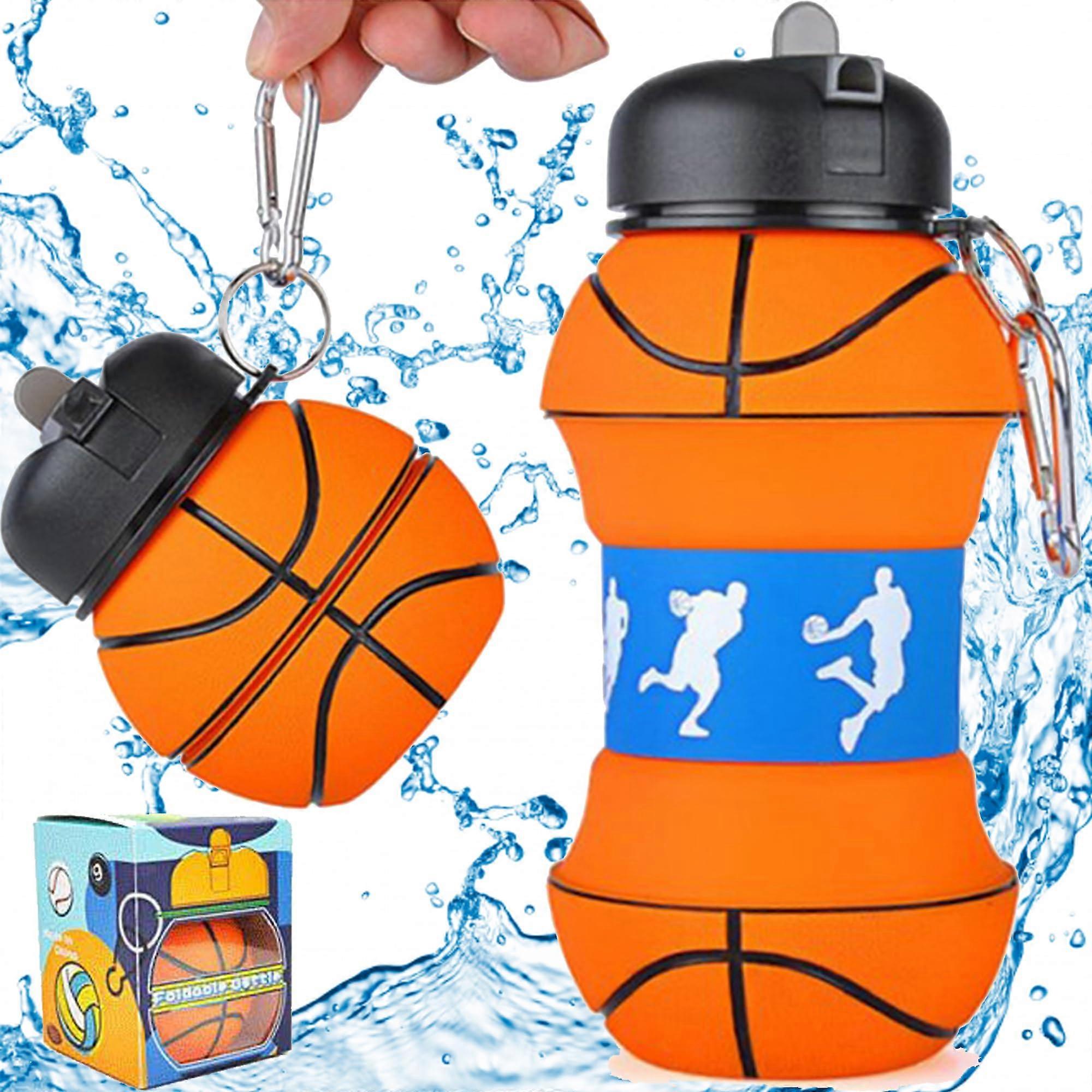 Foldable Silicone Water Bottles - Portable BPA-Free Soft Flask for Hydration, Ideal for Backpacking, Cycling, and Sports - Orange