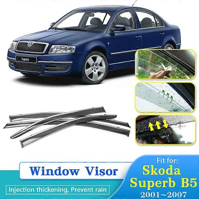 Rain Deflector For Skoda Superb B5 2001~2007 Car Window Visor Cover Guards Antirain Chuvento Windabweiser 2006 2005 2004 2003
