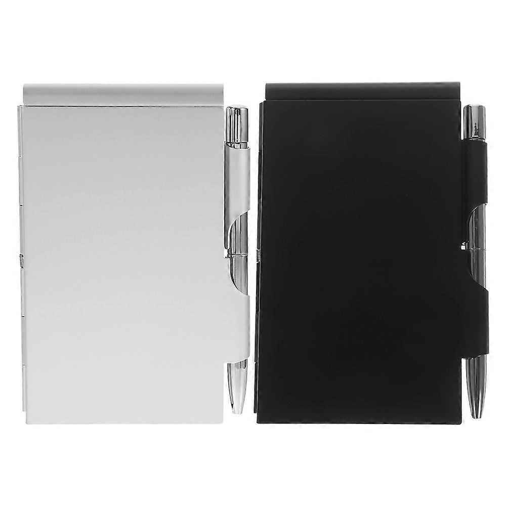 Notepad With Pen Reusable Note Pad For Teachers Study Tear-Off Convenience Aluminum Alloy 2 Sets