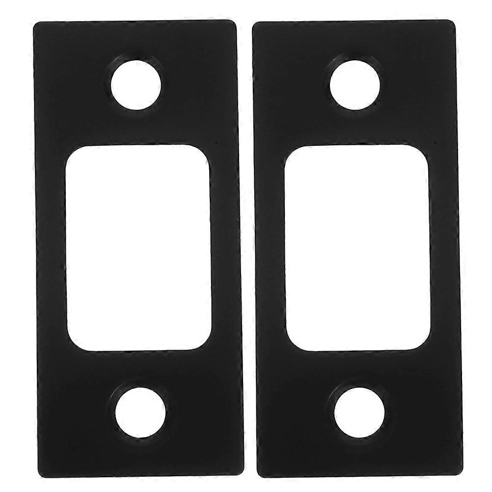 Lock Strike Plate Door Hardware Plate Latch Guide Enhanced Security For Room Wooden Doors Black 5.70X2.50X0.10CM 2Pcs