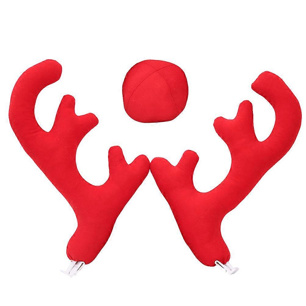 Red Christmas Car Antlers Decoration Made of Non Woven Fabrics for Holiday Fun 1 Set