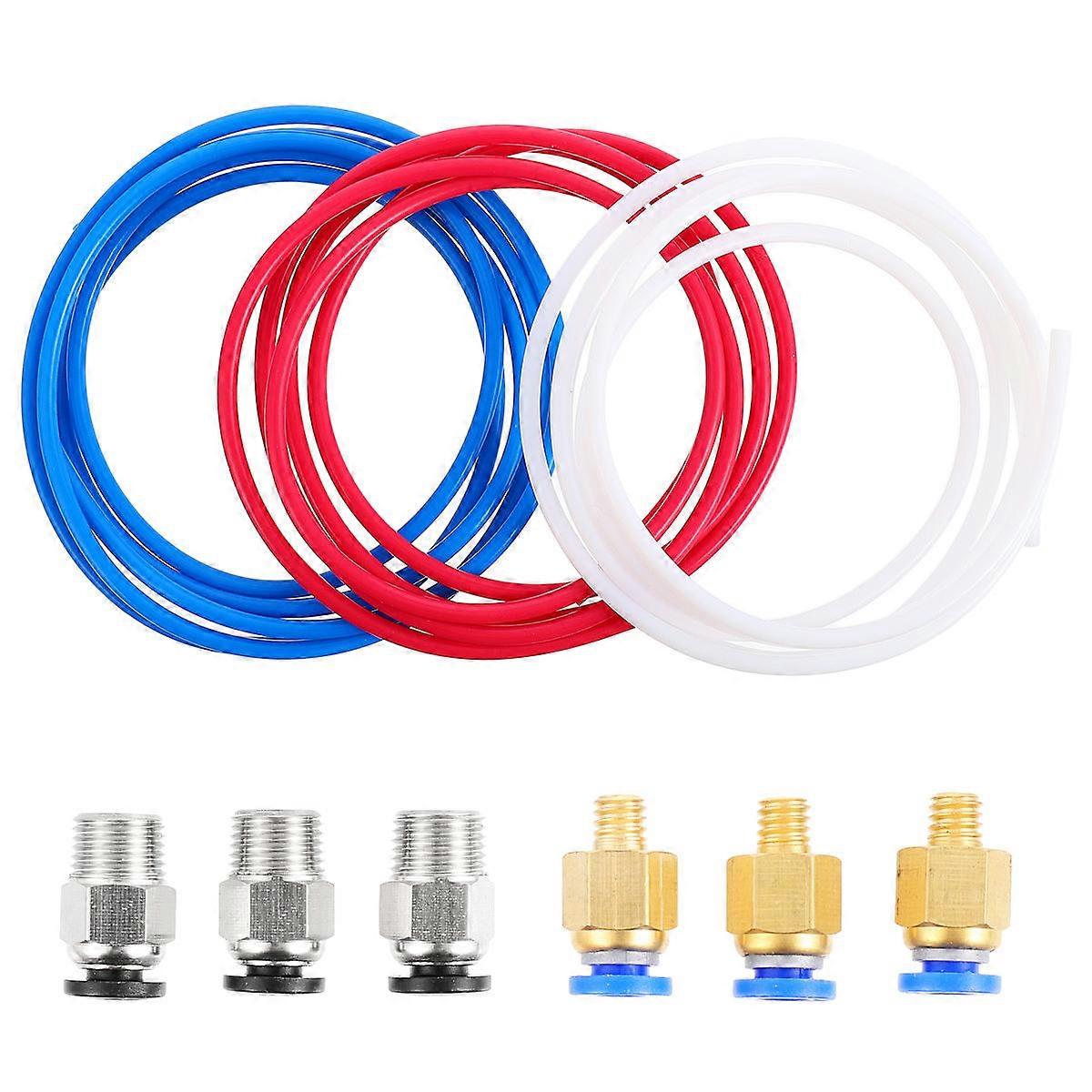 9 Pcs High Temp Resistant PTFE Printer Tubing Kit with Copper Fittings for Smooth Filament Feeding, Corrosion and Abrasion Resistant 3D Printer