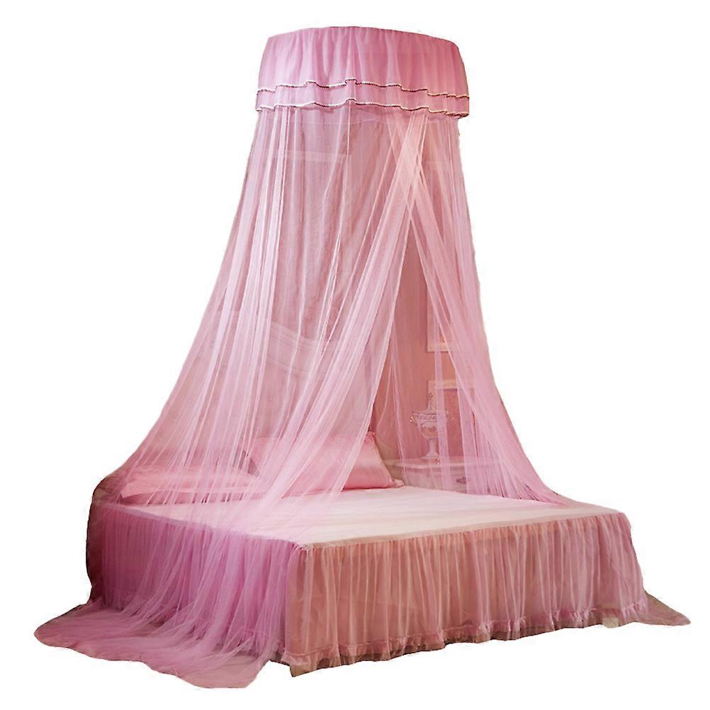 Canopy Netting For Bed Pink Dome Shape Breathable 1Set