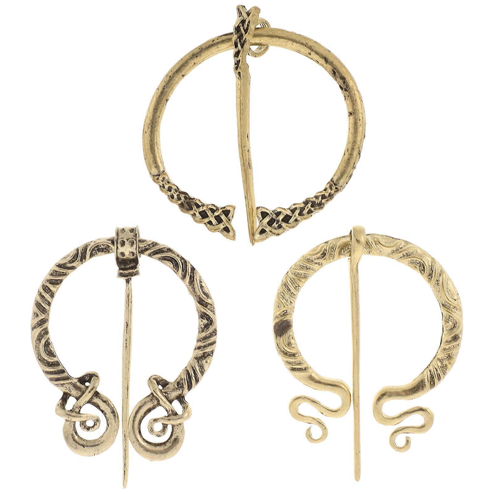 Here's a well structured product description for your **3pcs Retro Viking Brooch Set Cloak Pins for Clothing Decoration with Swirl Snake & Woven