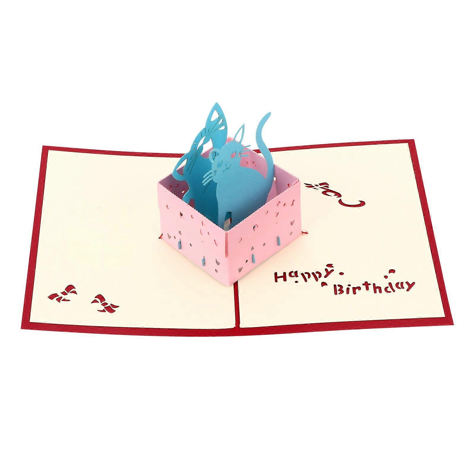 Cat Pop Up Birthday Card Creative Handmade Greeting for Friends & Family, Joyful Design for Special Occasions