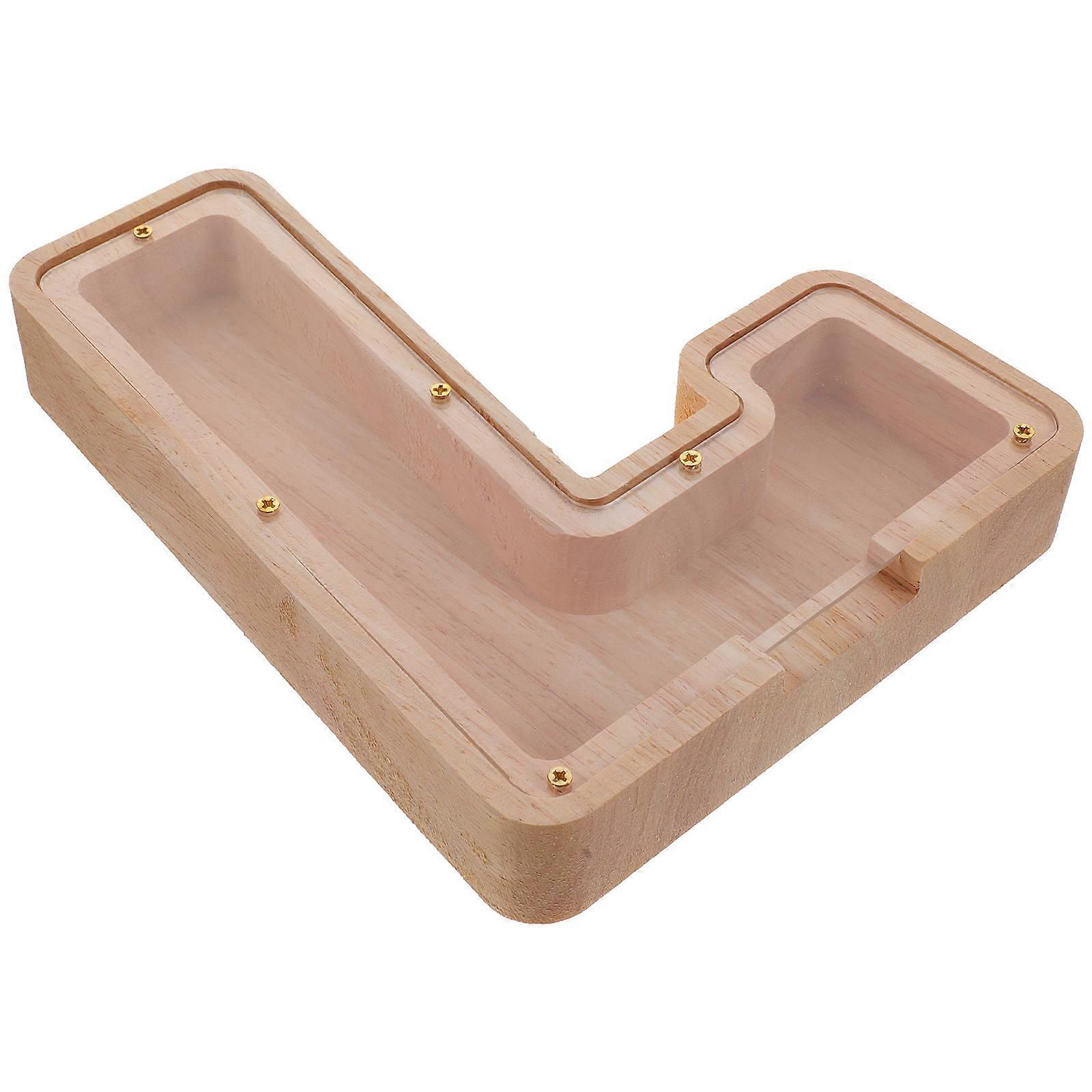 Portable Wooden Piggy Bank Clear Savings Jar for Coin Storage Decorative Money Box for Home Use Saving Habit Development