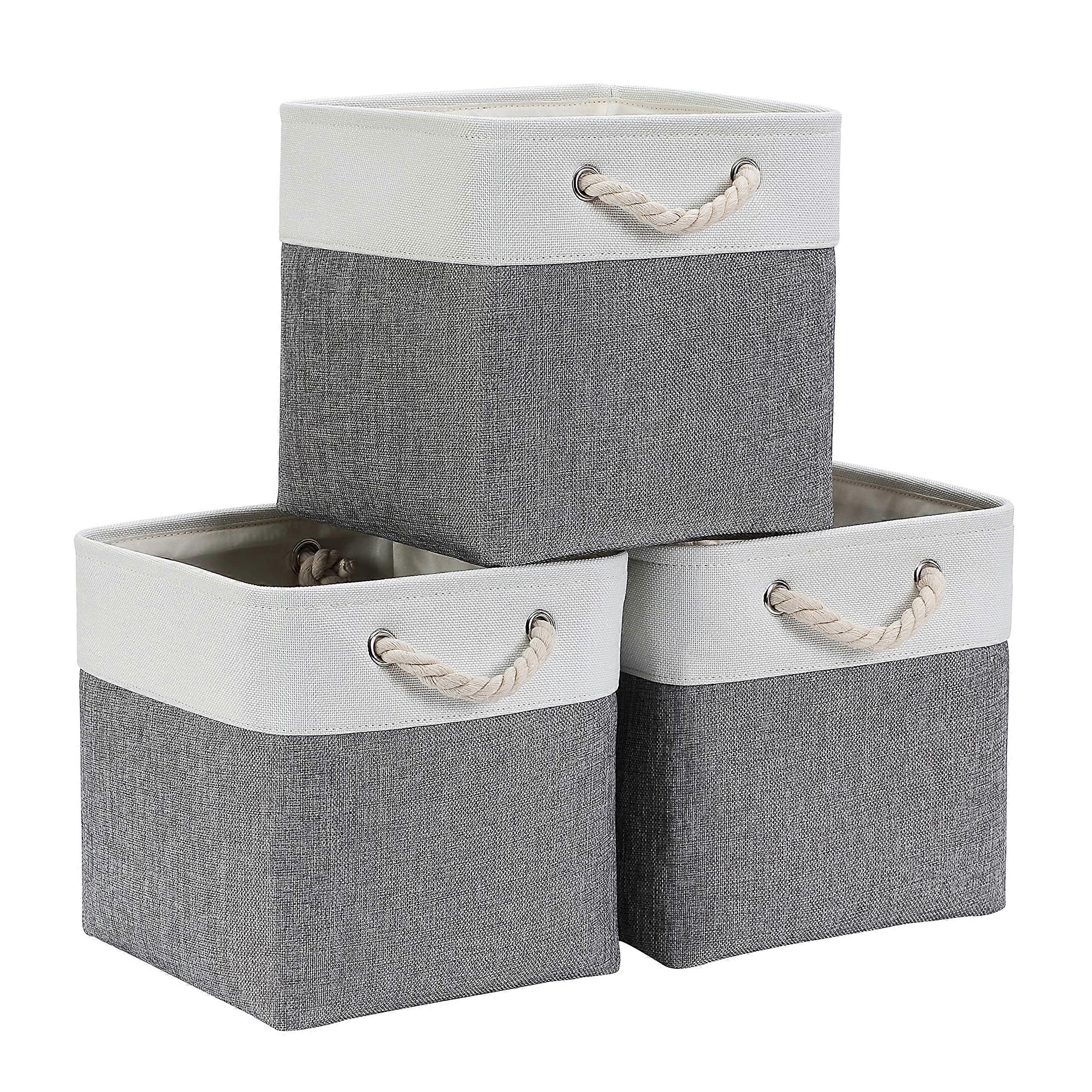 Fabric Storage Cube 33x33x33cm (Grey White, 3 Pack)