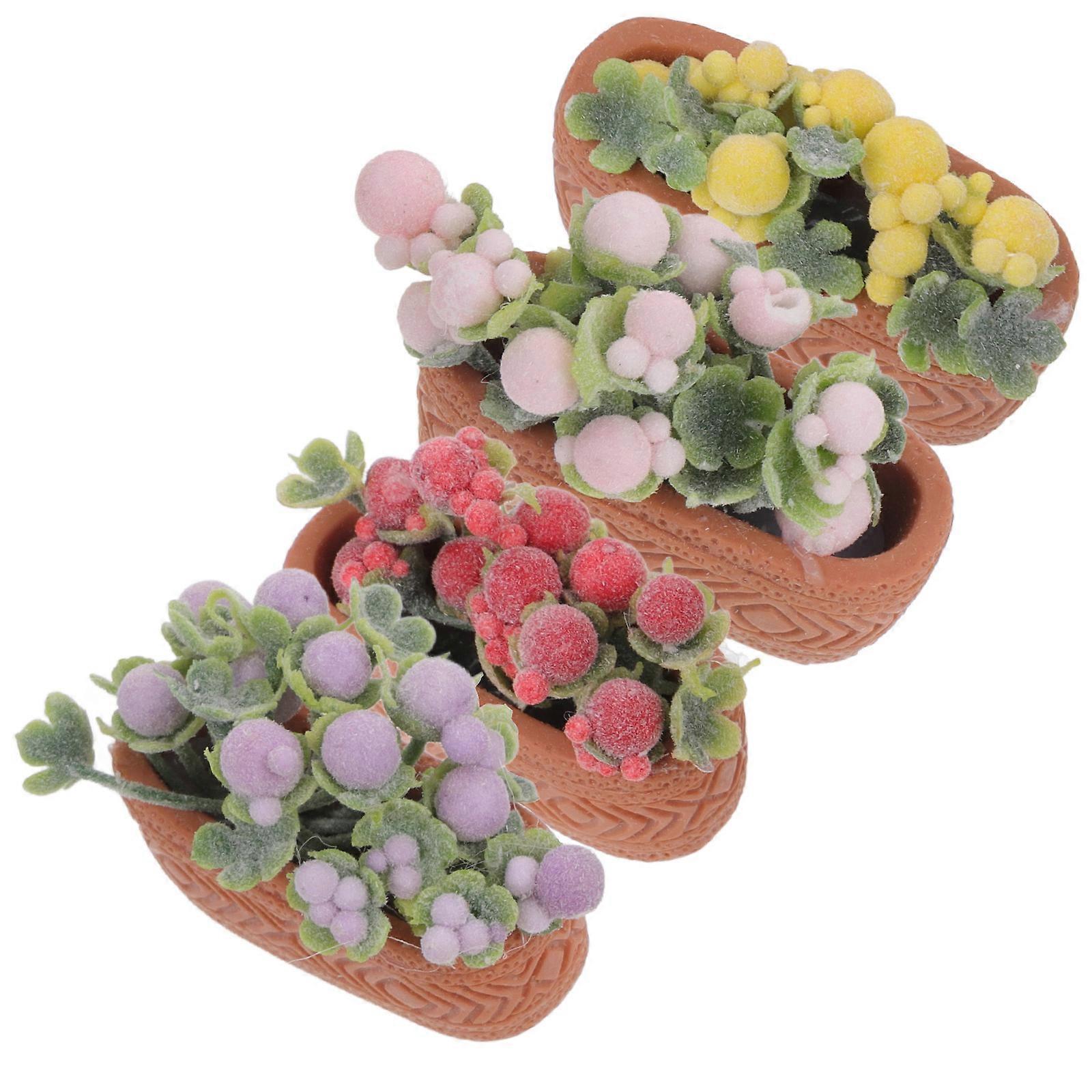 庭の造園飾りミニ盆栽人形の家写真撮影4個黄色