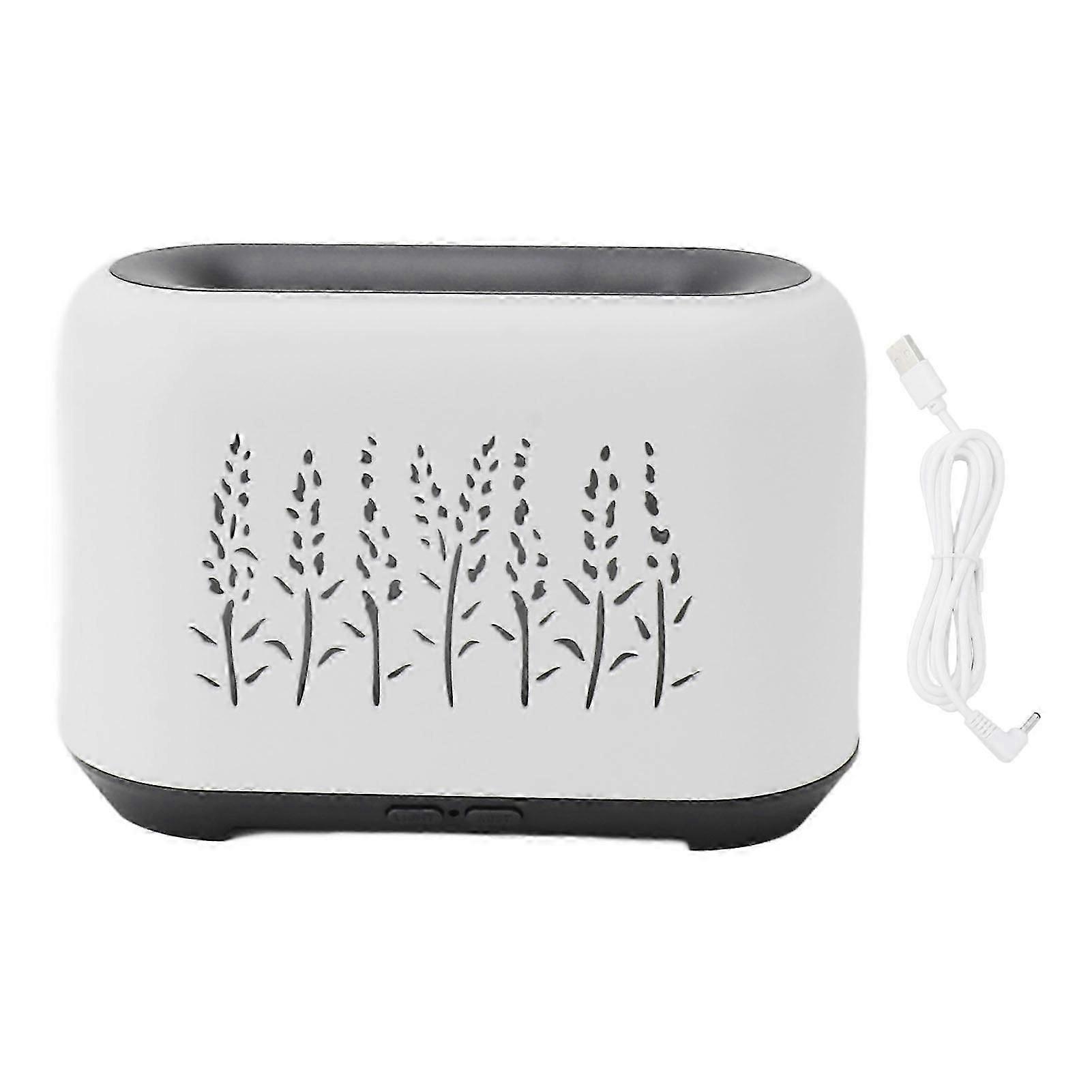 Flame Aroma Diffuser Quiet Auto Off Protection USB Essential Oil Diffuser Humidifier with Colorful Light 130ml White