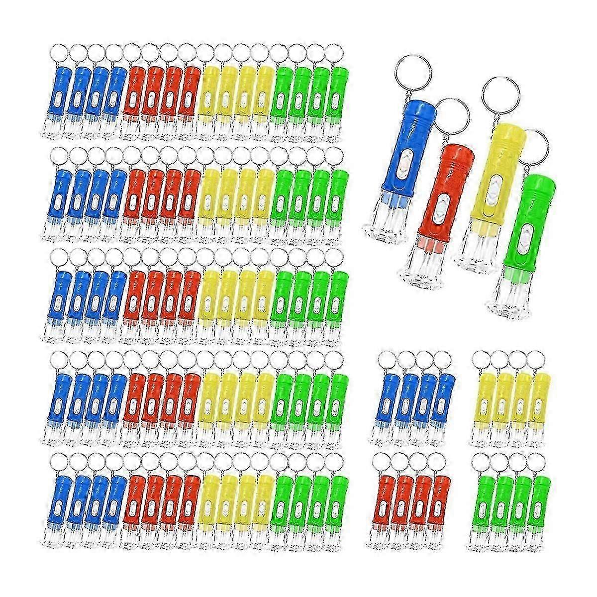 100個ミニ懐中電灯キーホルダーバルクミニキーホルダーLED小さな懐中電灯子供用大人ハイキングCA