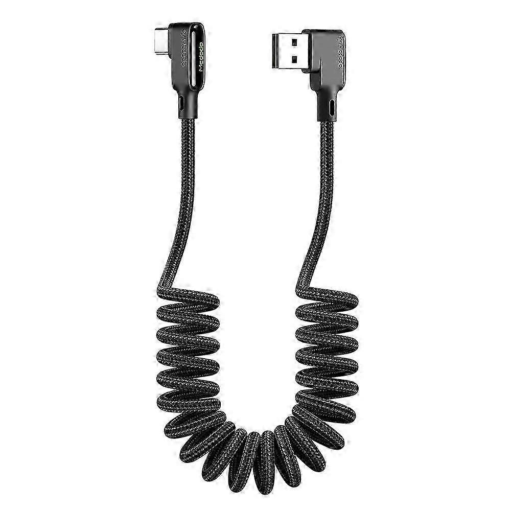 MCDODO 1.8M Spring Coiled Elbow Shape Typc-C USB Data Sync Charger Cable Compatible with Samsung Huawei Xiaomi
