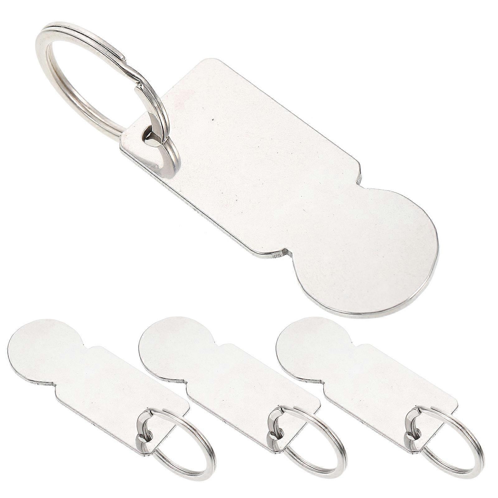 Trolley Token Key Rings Shopping Trolley Tokens Keychain Daily Use Silver 8X2.6X2.3CM