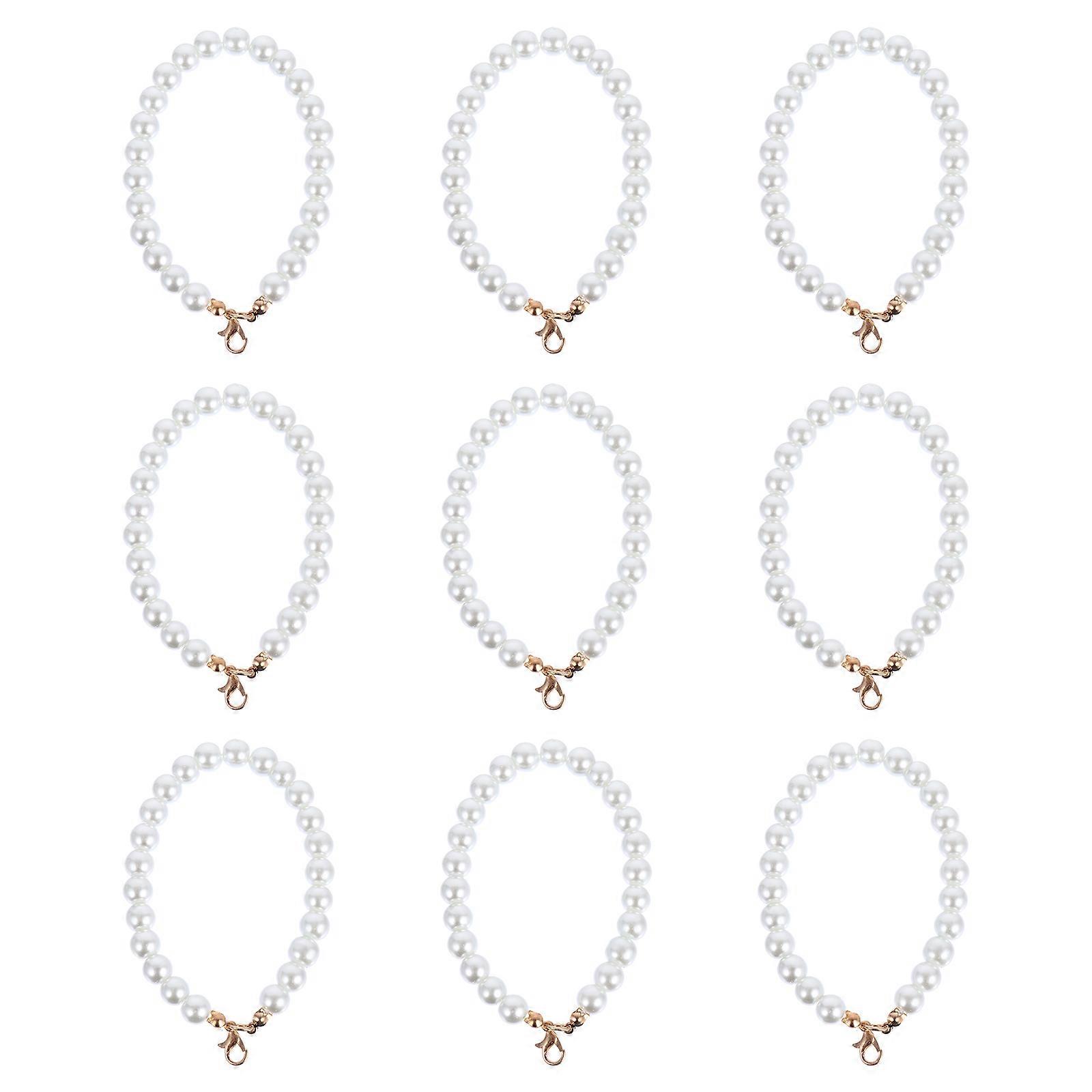 Pearl Pendant Keychain Accessory Key Ring Ornament Family 9Pcs White