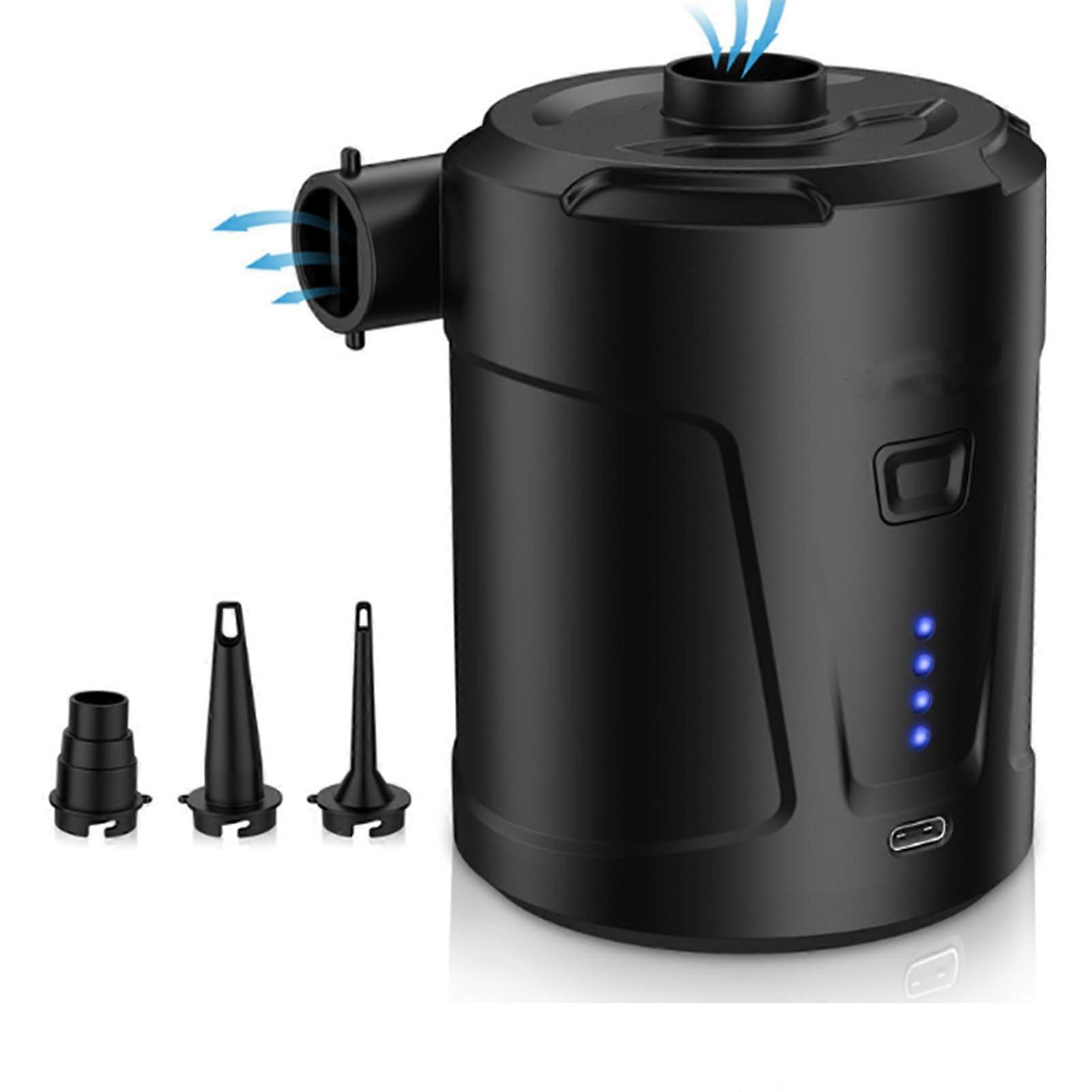 Air Pump with 3 Nozzles for Fast Mattress Inflation and Deflation, Portable Inflator, Quick Air Release, Lightweight Design