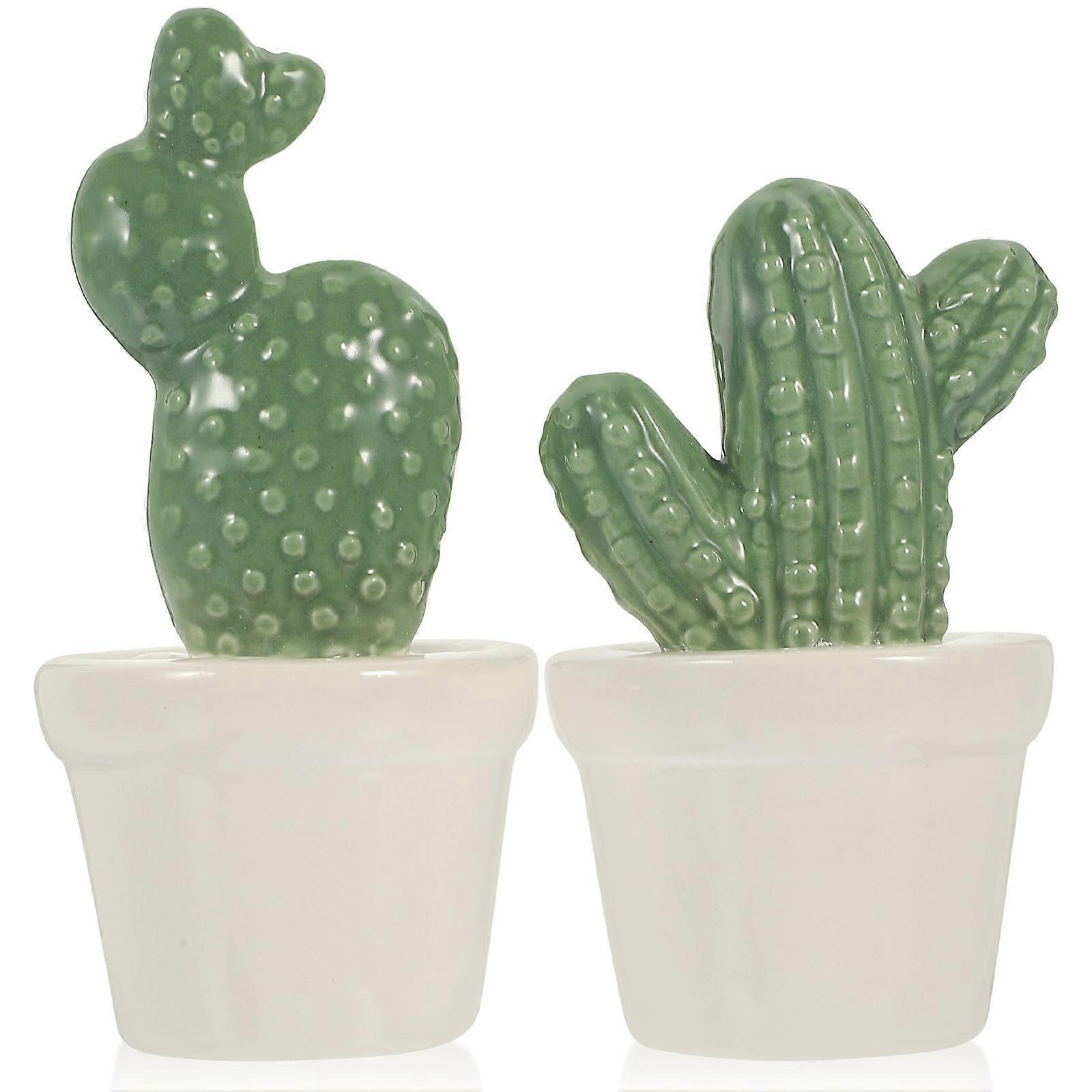 Cactus Figurine Set of 2 Vibrant Desktop Decor Statues for Home & Garden Ornaments Bringing Warmth and Luck