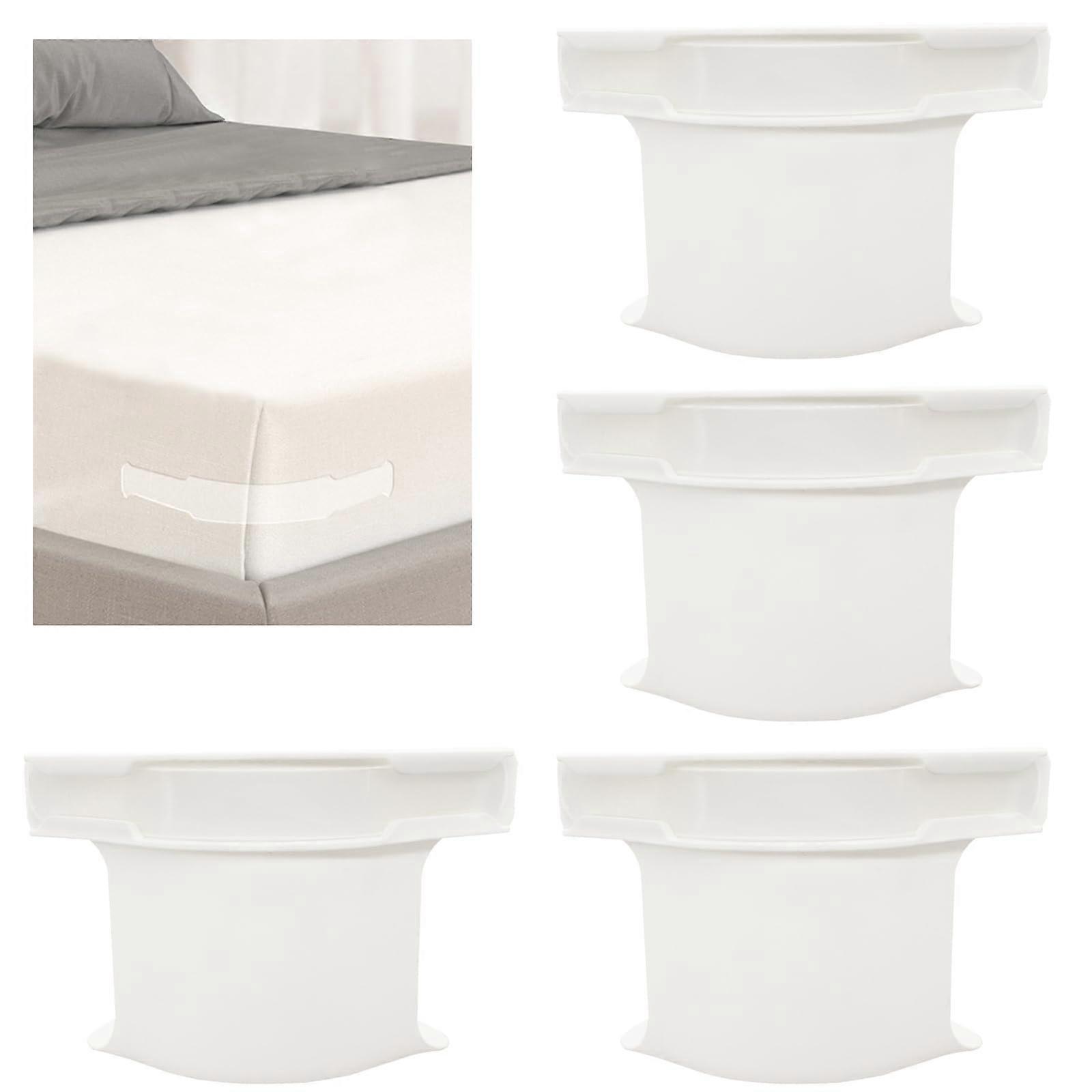 4 Pieces Bed Sheet Fasteners with Closure Strips, Non-Slip Holders for Fitted Sheets, Universal Mattress Protector Clips