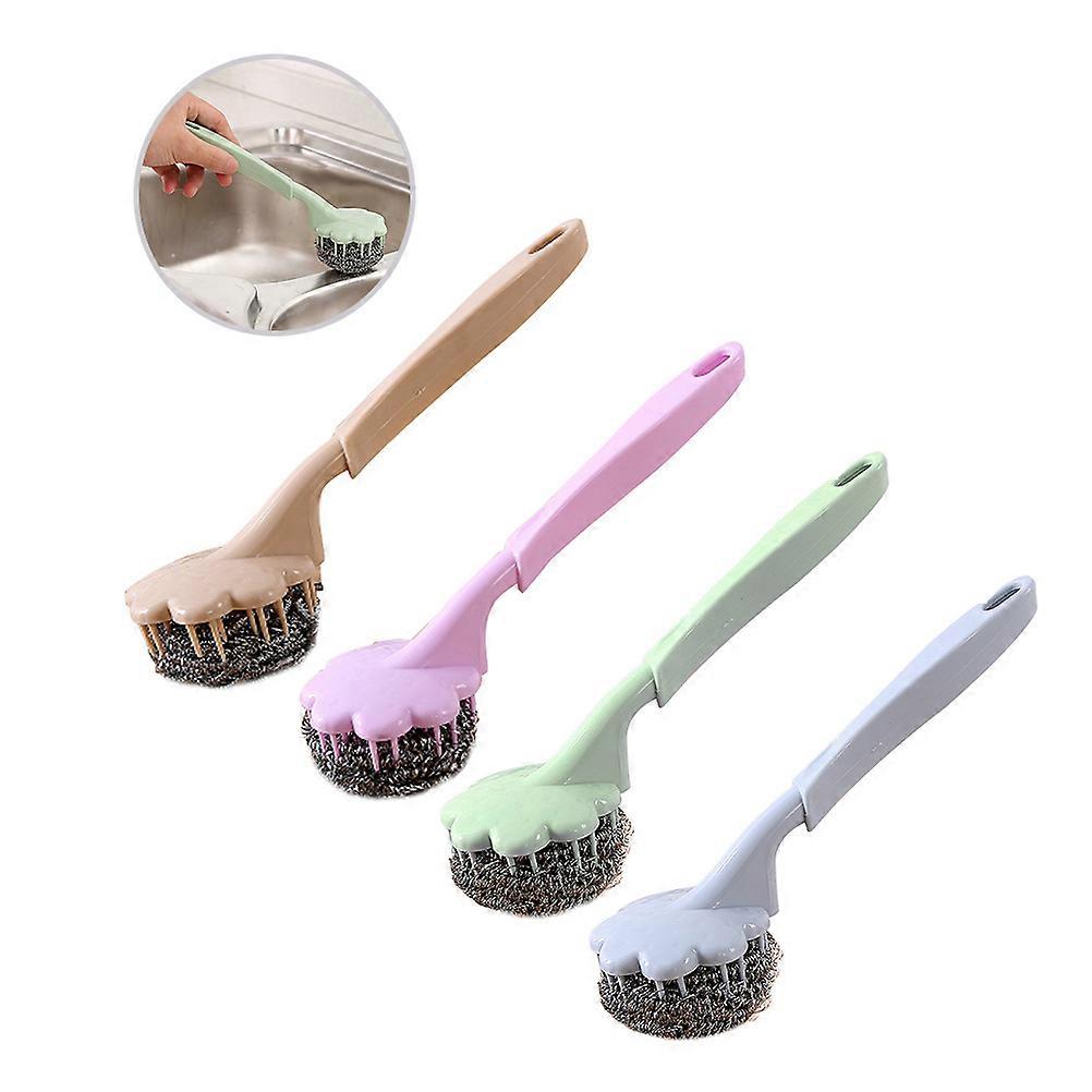 מברשת כלים אחיזה ארגונומית חוט פלדה ופוליפרופילן למטבח ביתי 3Pack