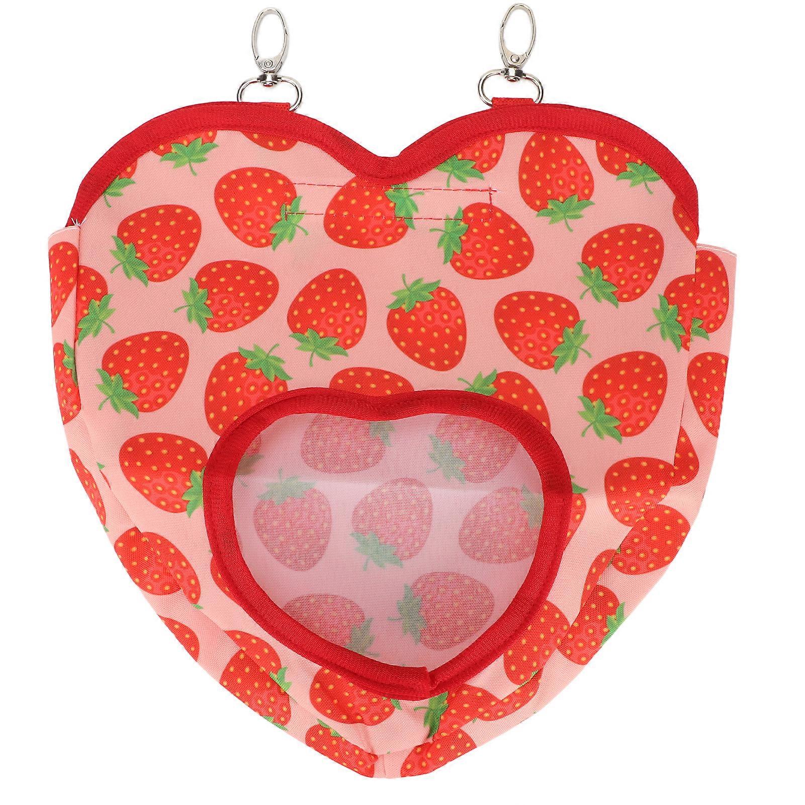Rabbit Hay Bag Heart Shape Printed Hanging Guinea Pig Hay Feeder for Rabbits Guinea Pigs Dutch Pig Strawberry